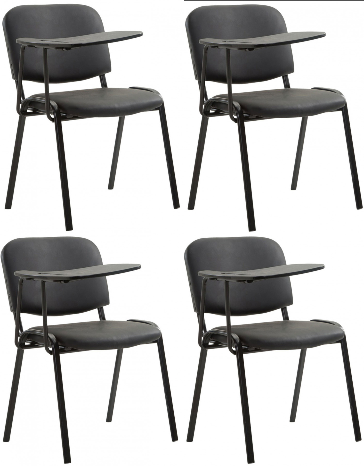 4er Set Stühle Ken mit Klapptisch Kunstleder, schwarz