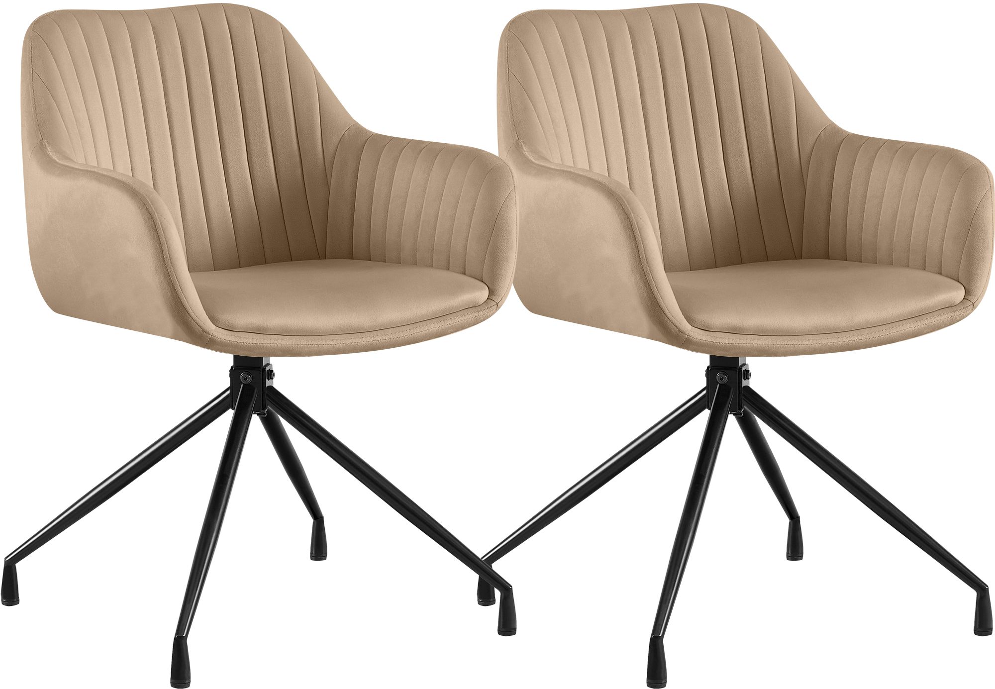 2er Set Esszimmerstuhl Novanis Samt, taupe