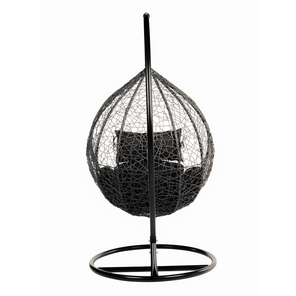 Polyrattan Hängesessel mit Gestell CIELO - Schwarz