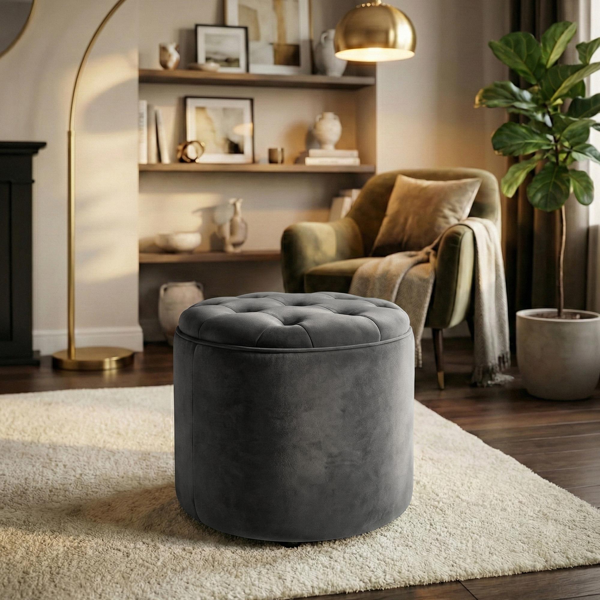 Sitzhocker Pantin Samt, grau