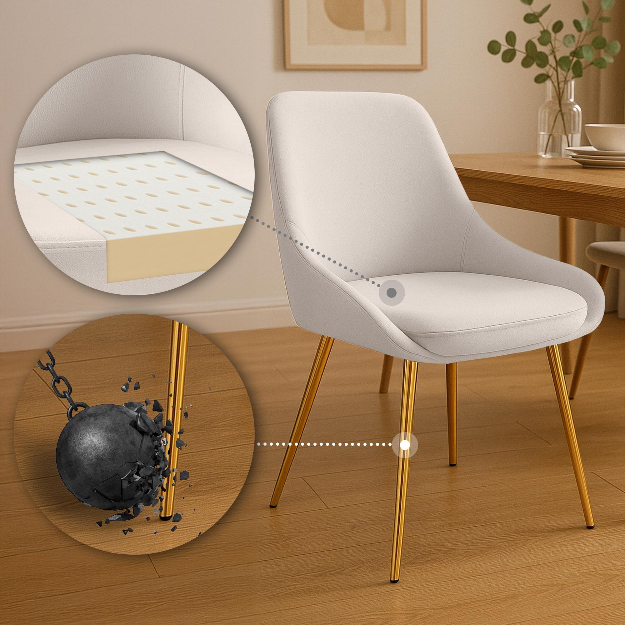 Esszimmerstuhl Elmira Samt gold, creme