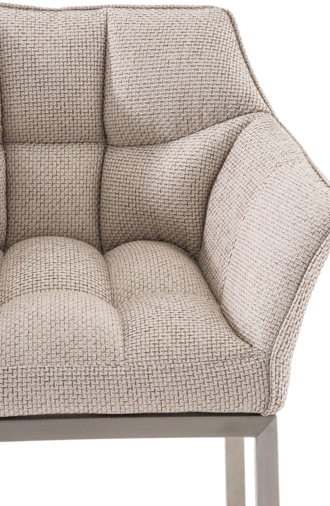 Barhocker Damaso E Stoff mit 4-Fuß Gestell, elfenbein