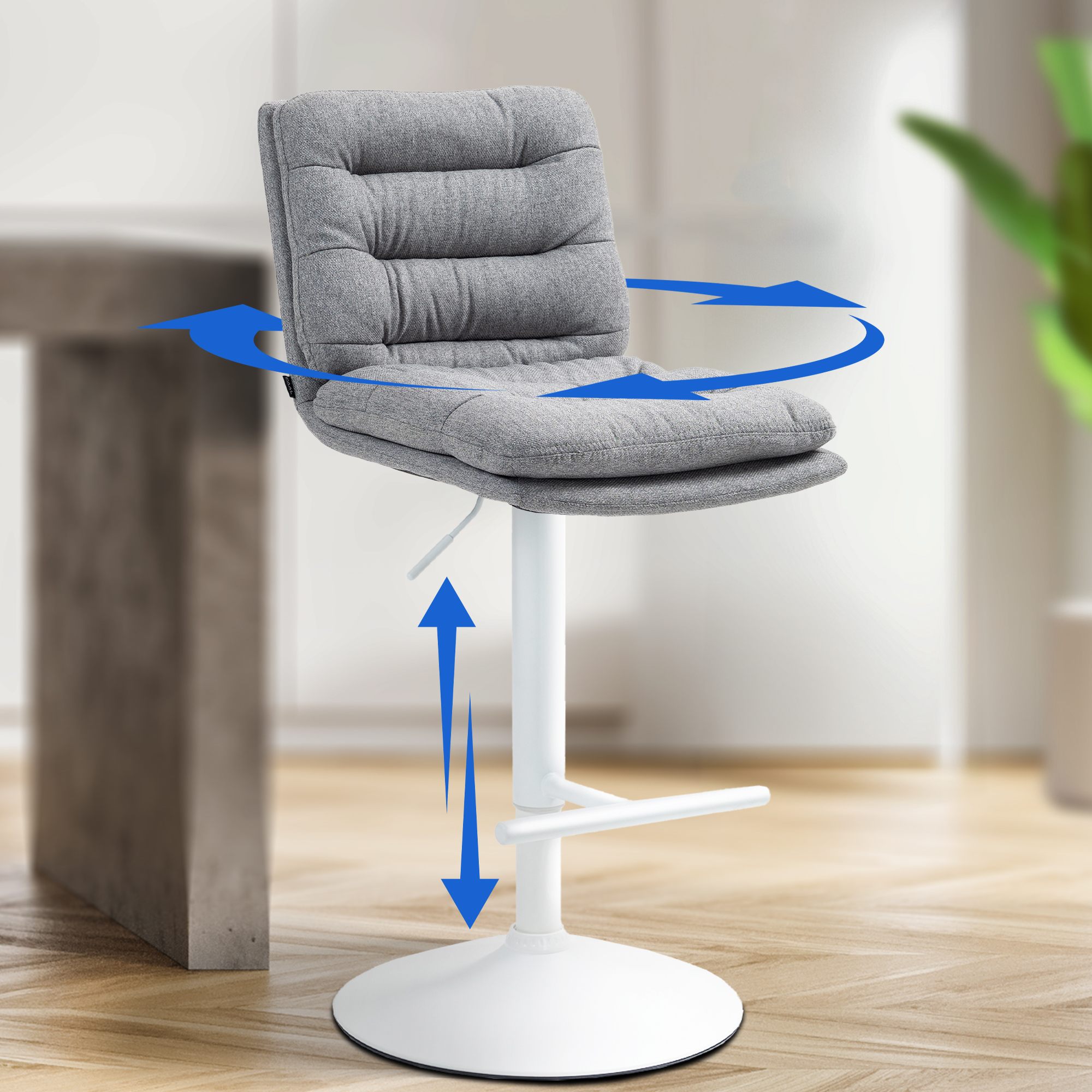 Barhocker Damar Stoff weiß, grau