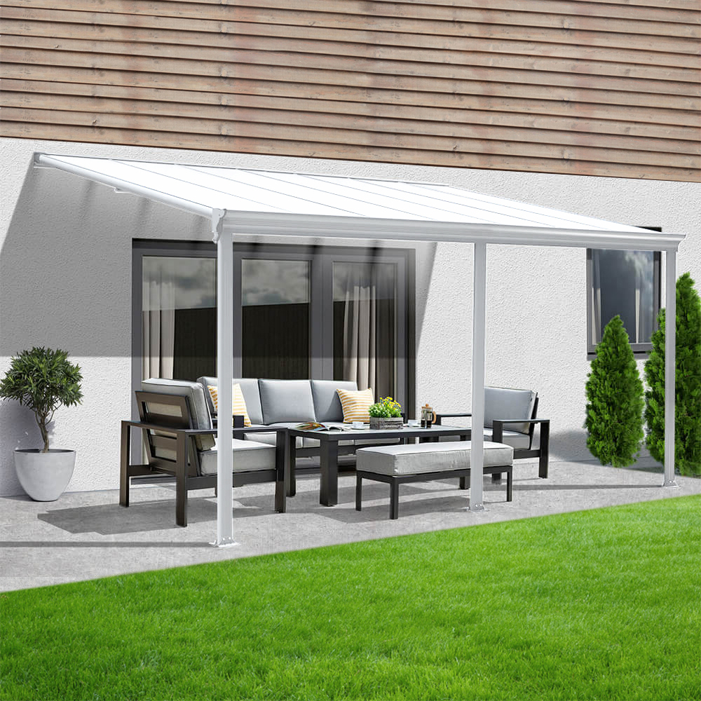 Terrassenüberdachung SOLIS - 496 / 503 x 300 / 303 x 278 / 226 cm Weiß