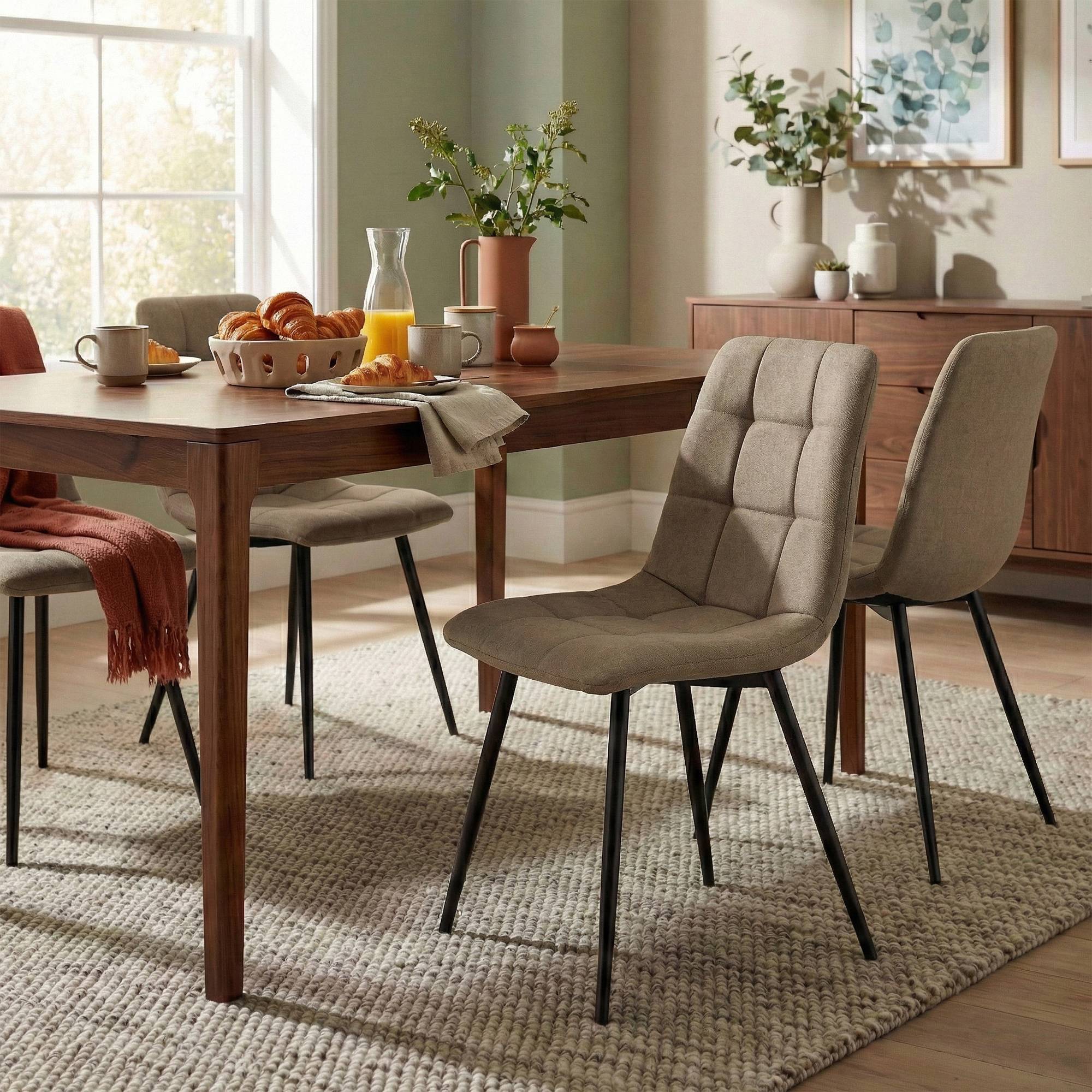 4er Set Esszimmerstühle Antibes Stoff, taupe