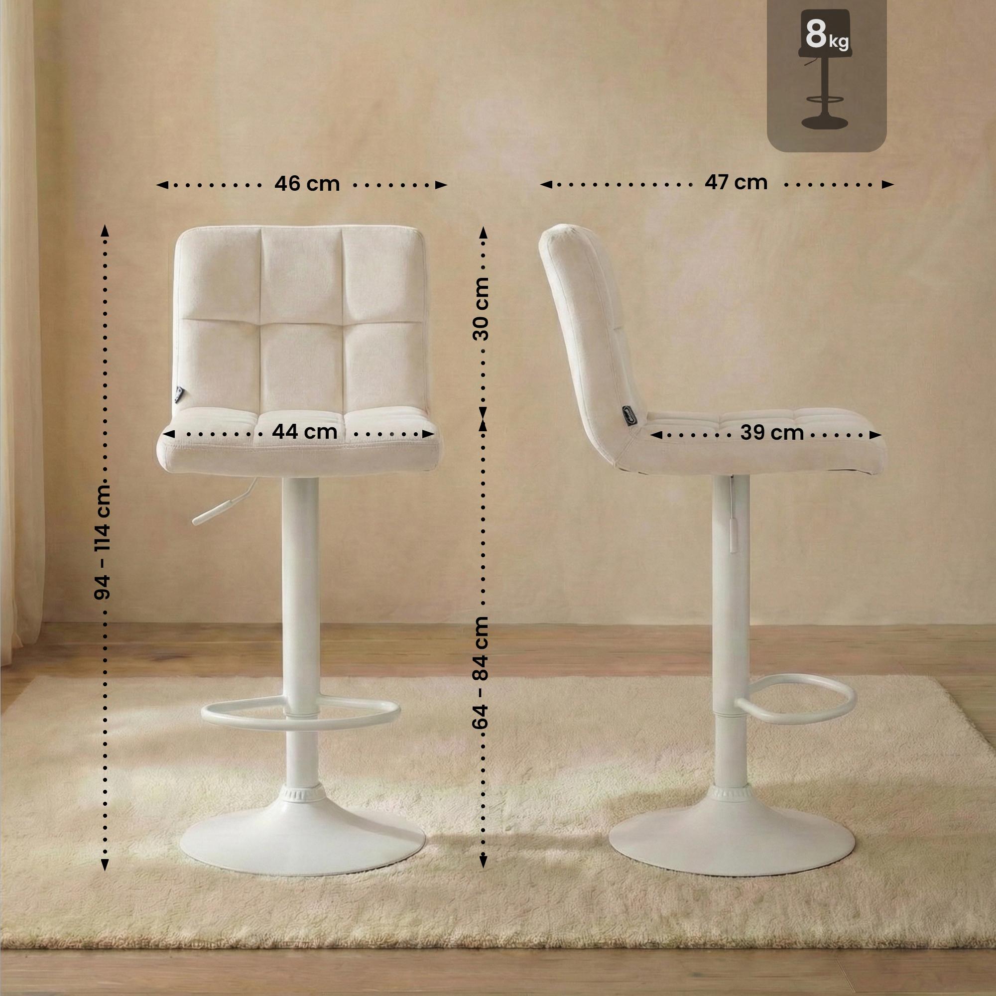 Barhocker Peru Samt weiß, creme