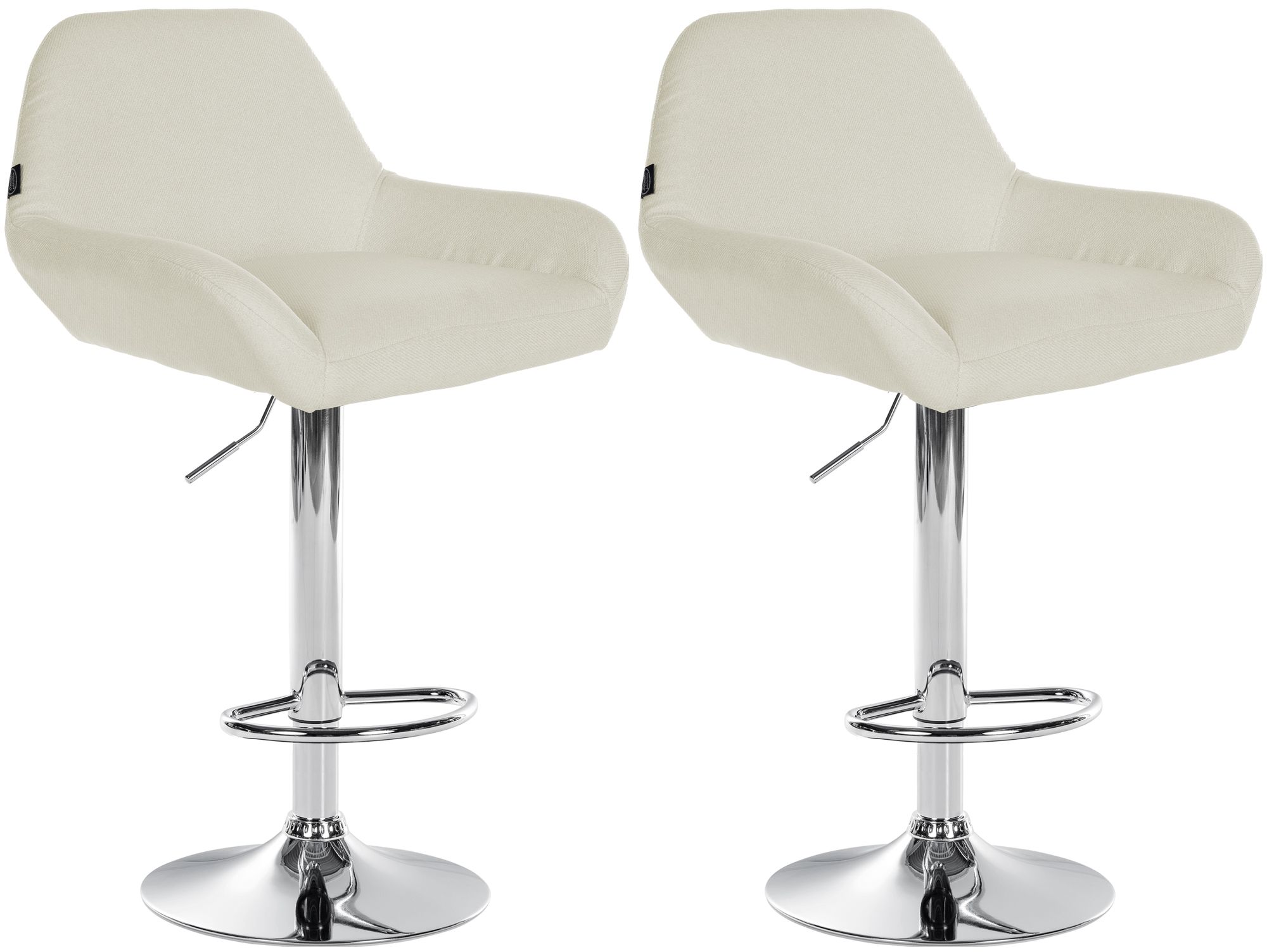 2er Set Barhocker Braga Stoff chrom, creme