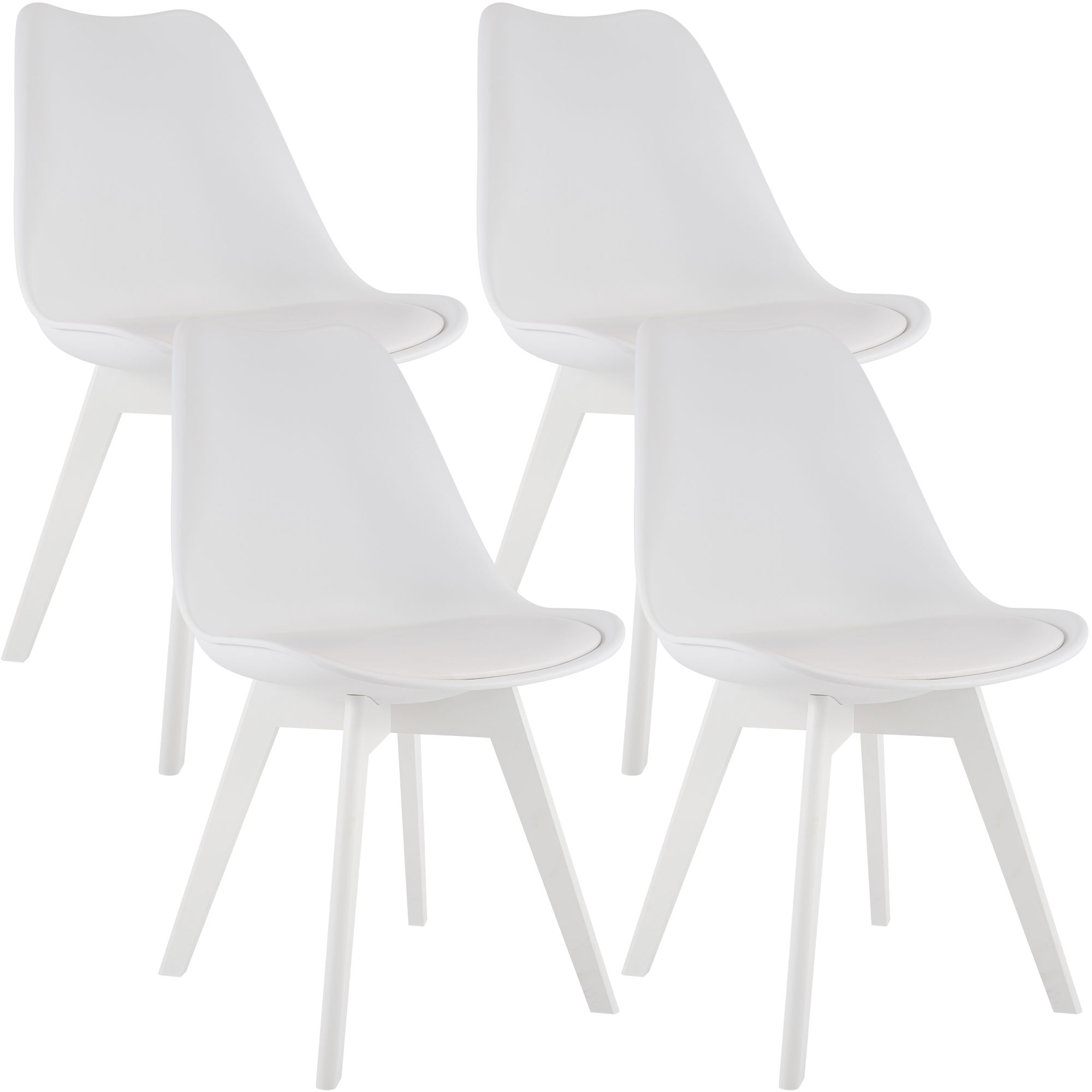 4er Set Stuhl Linares Kunststoff, weiß/weiß
