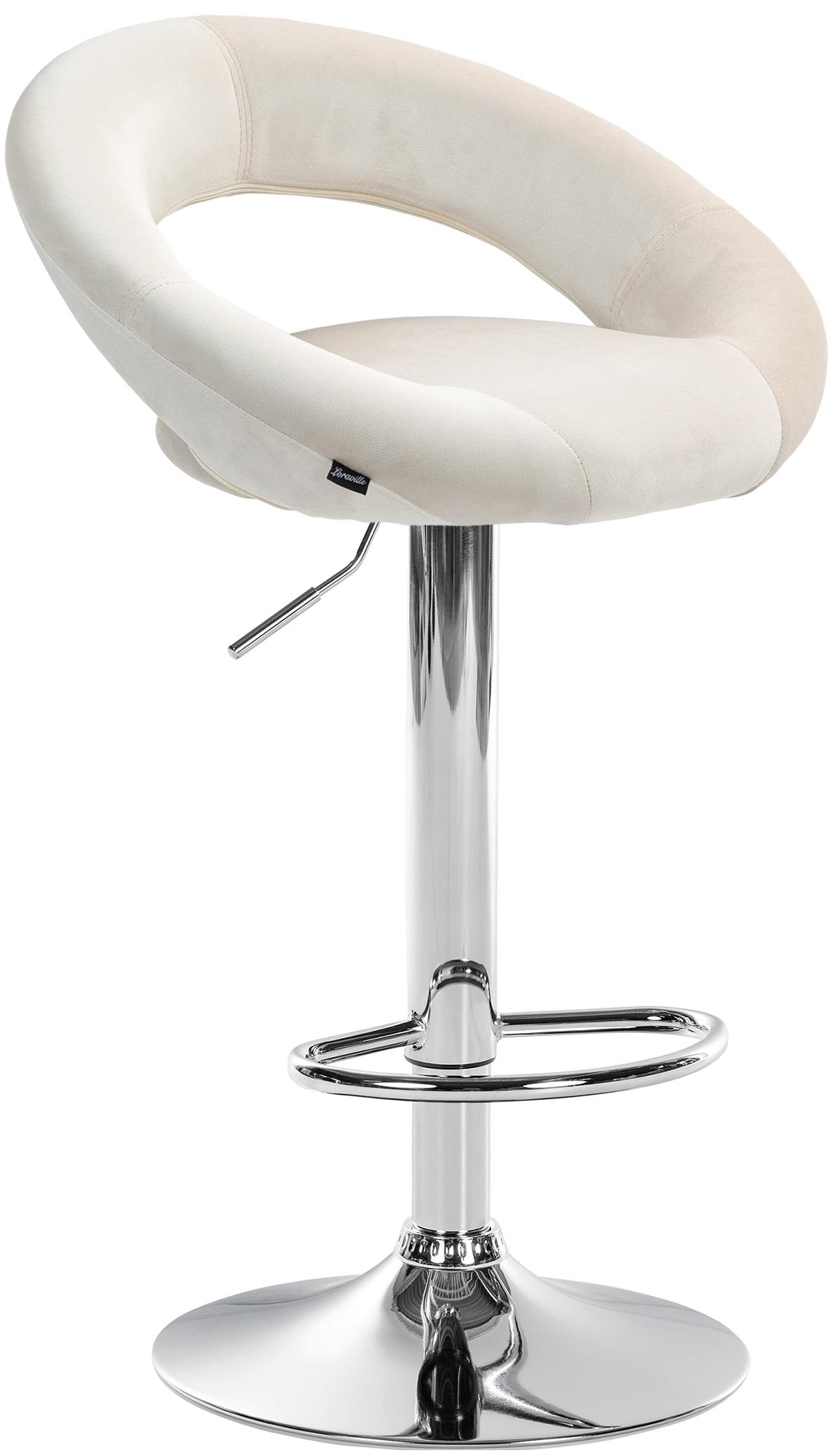 Barhocker Olinda Samt chrom, creme