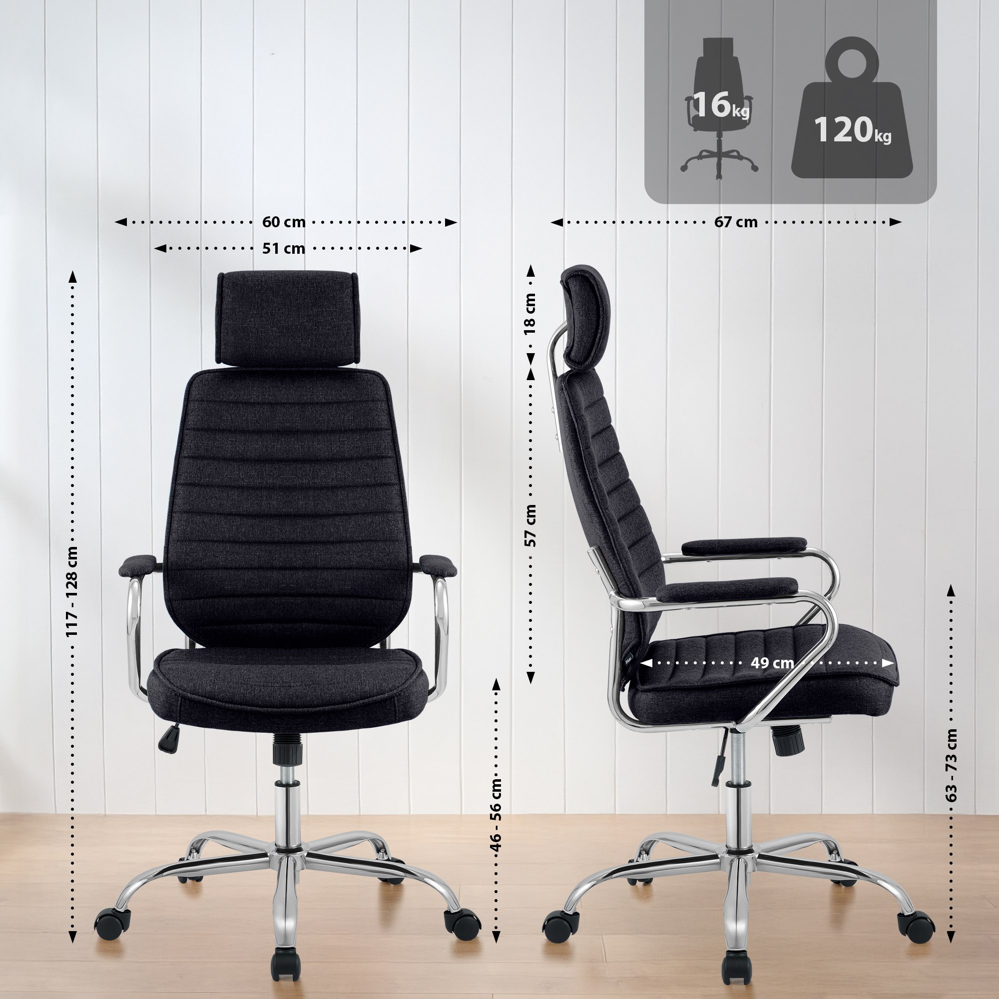 Bürostuhl Rako Stoff, schwarz
