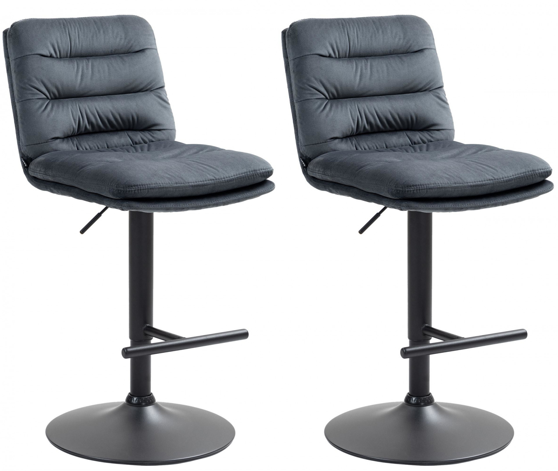 2er Set Barhocker Damar Samt schwarz, dunkelgrau