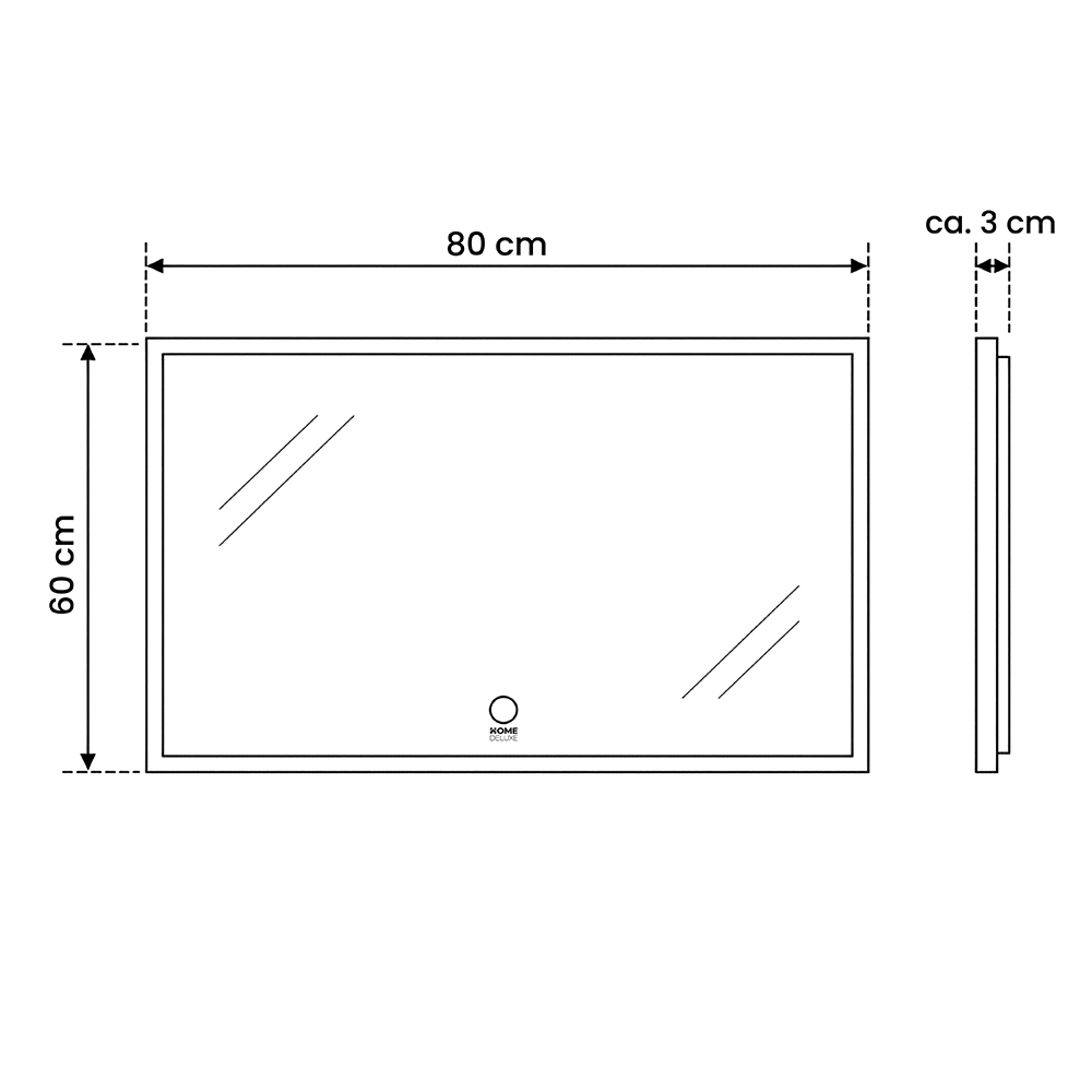 LED-Spiegel Rechteckig NOLA – 80 x 60 cm