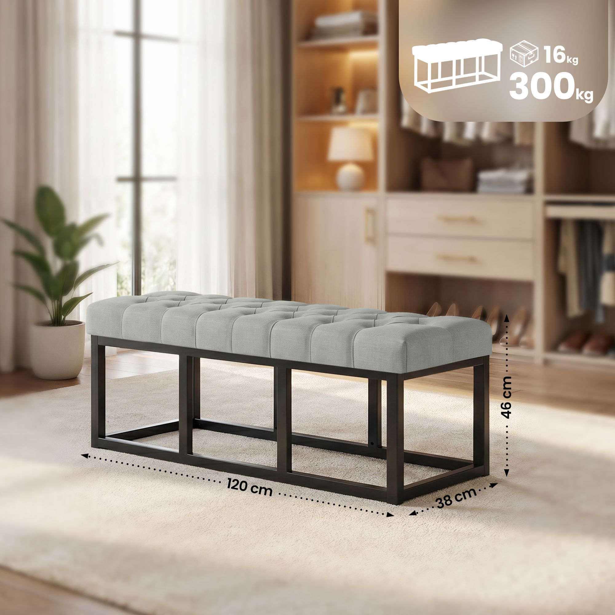Sitzbank Amun Stoff B120, grau