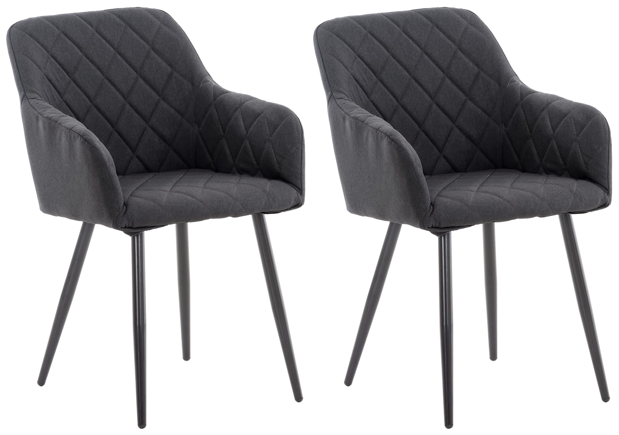 2er Set Esszimmerstuhl Shila Stoff, schwarz