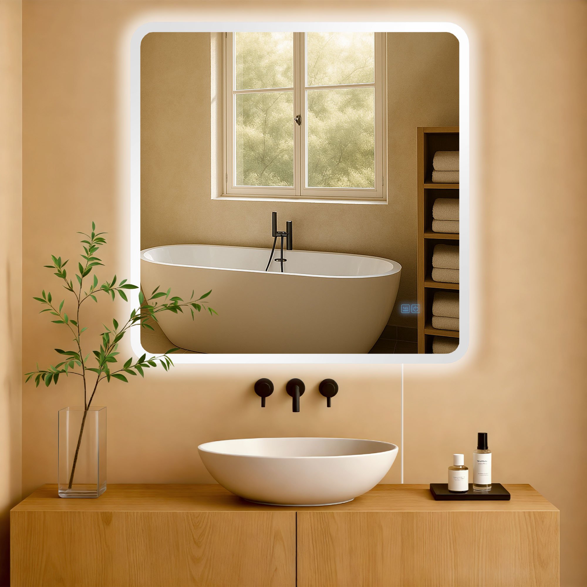 Badspiegel Jericho 80x80 ohne Bluetooth, klarglas