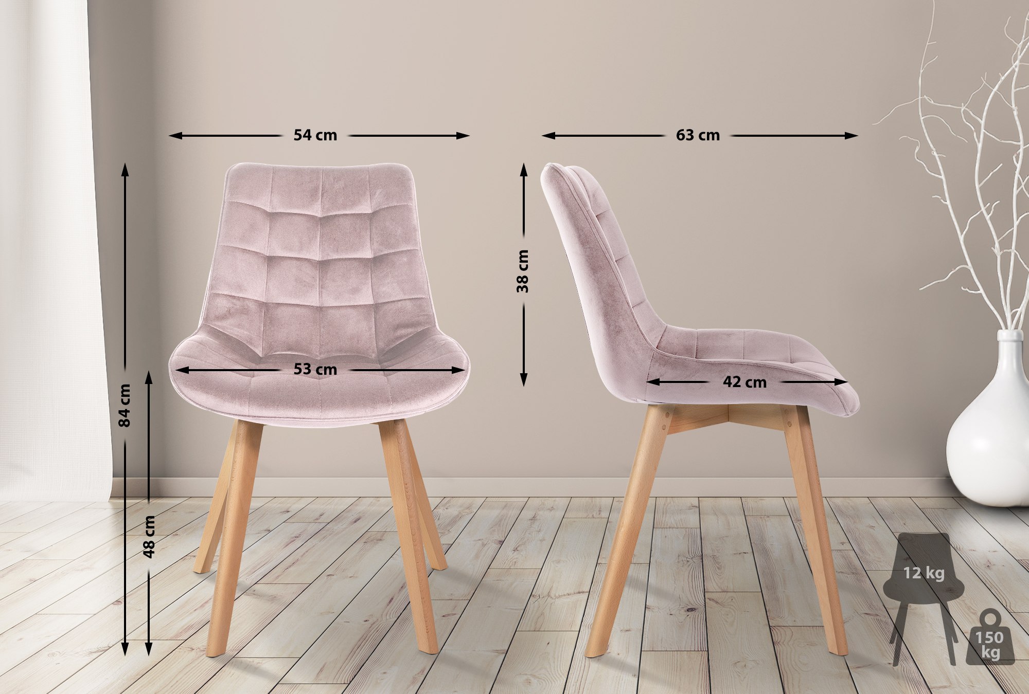 Stuhl Brook Samt, pink