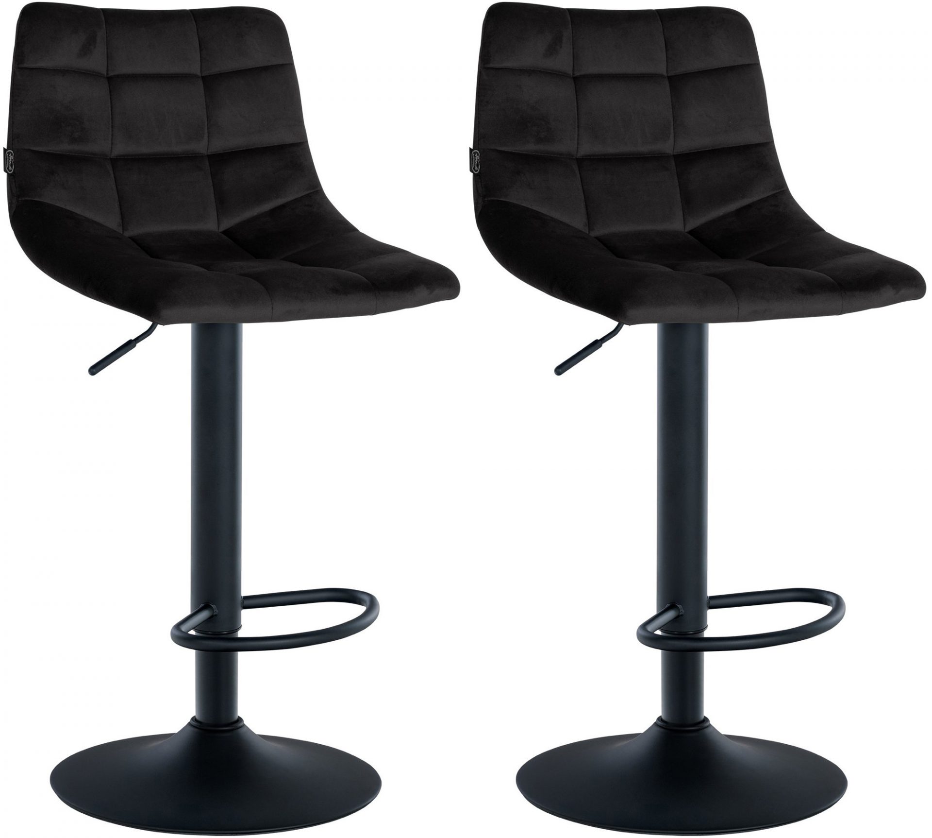 2er Set Barhocker Jerry Samt schwarz, schwarz