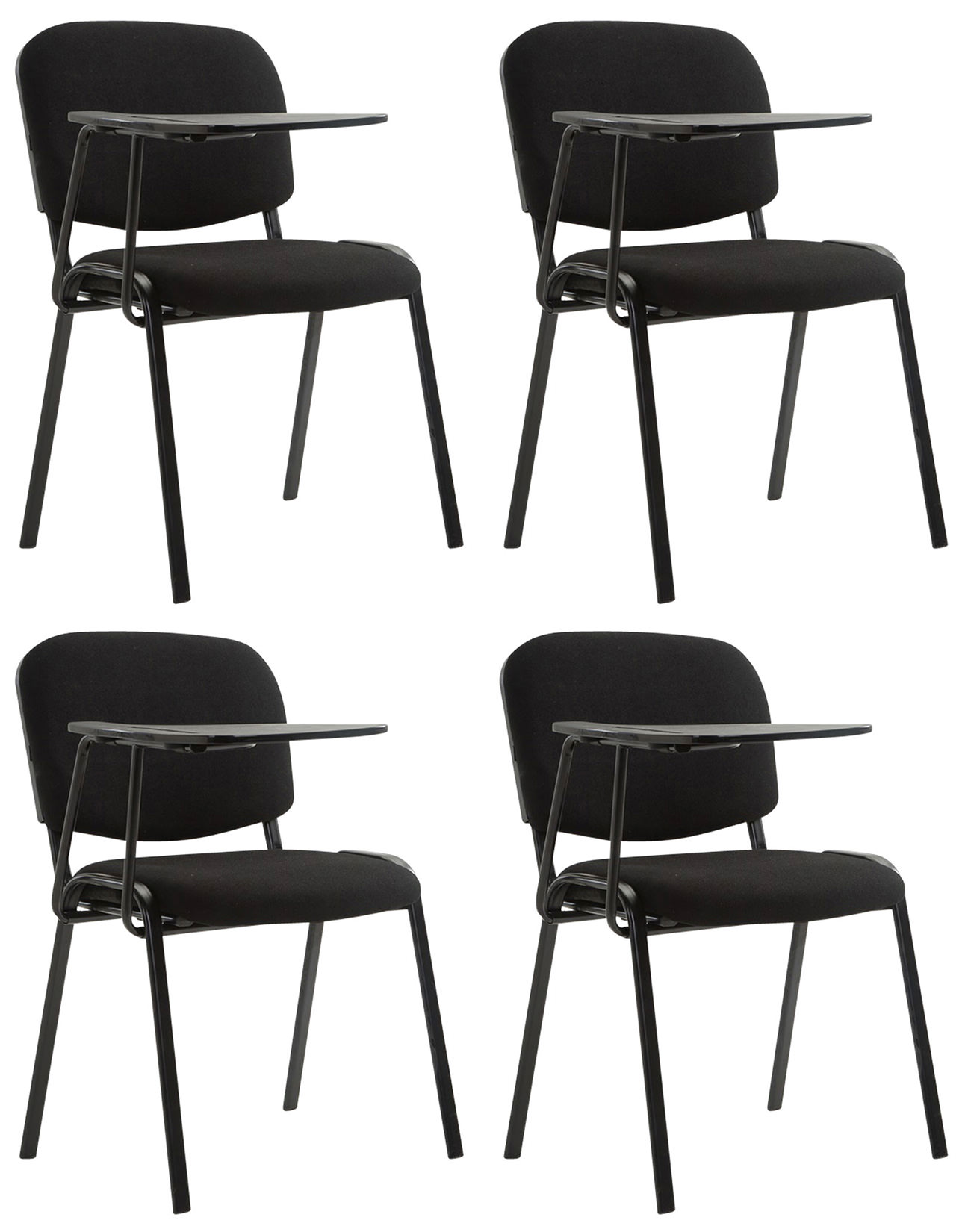 4er Set Stühle Ken mit Klapptisch Stoff, schwarz