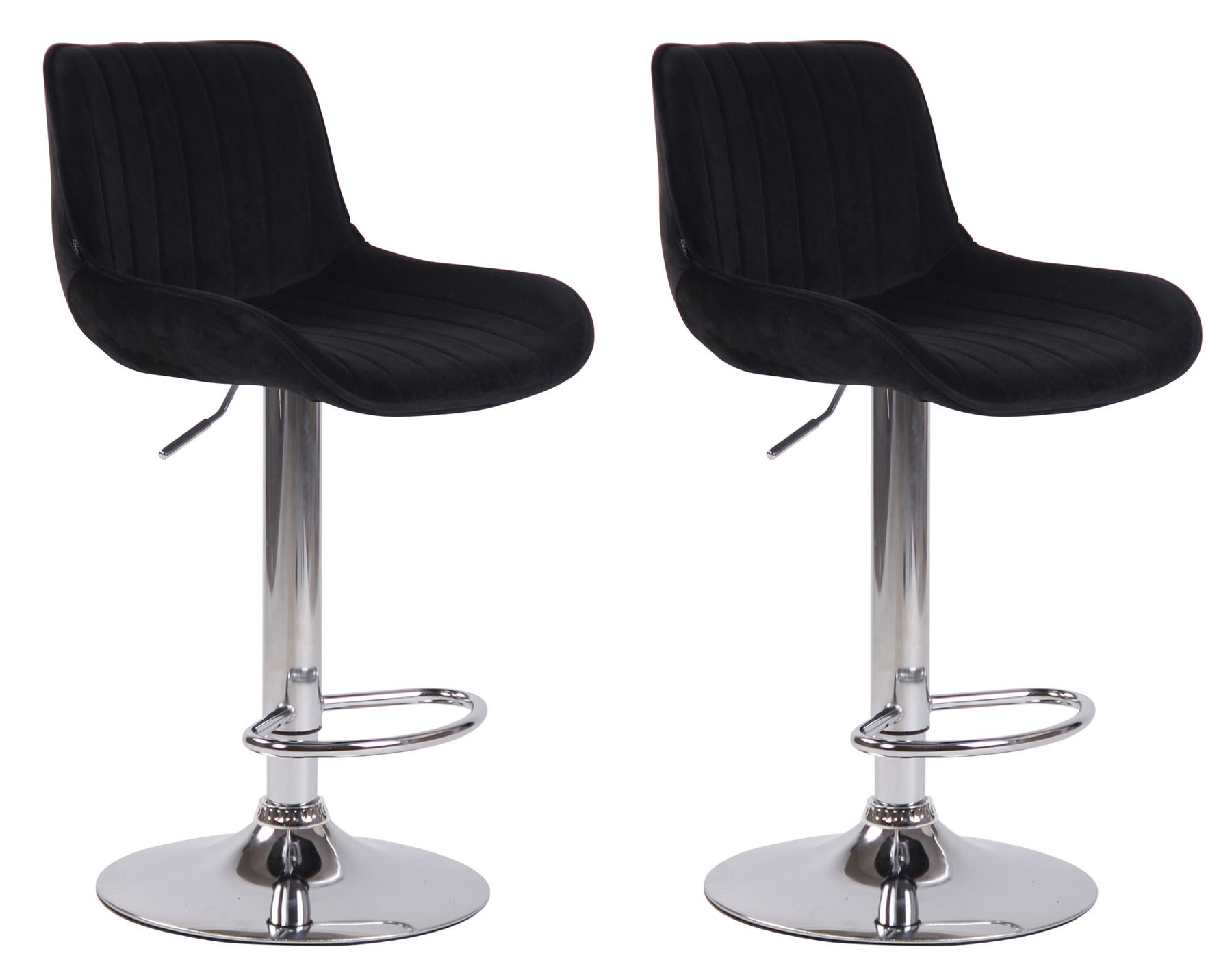 2er Set Barhocker Lentini Samt chrom, schwarz