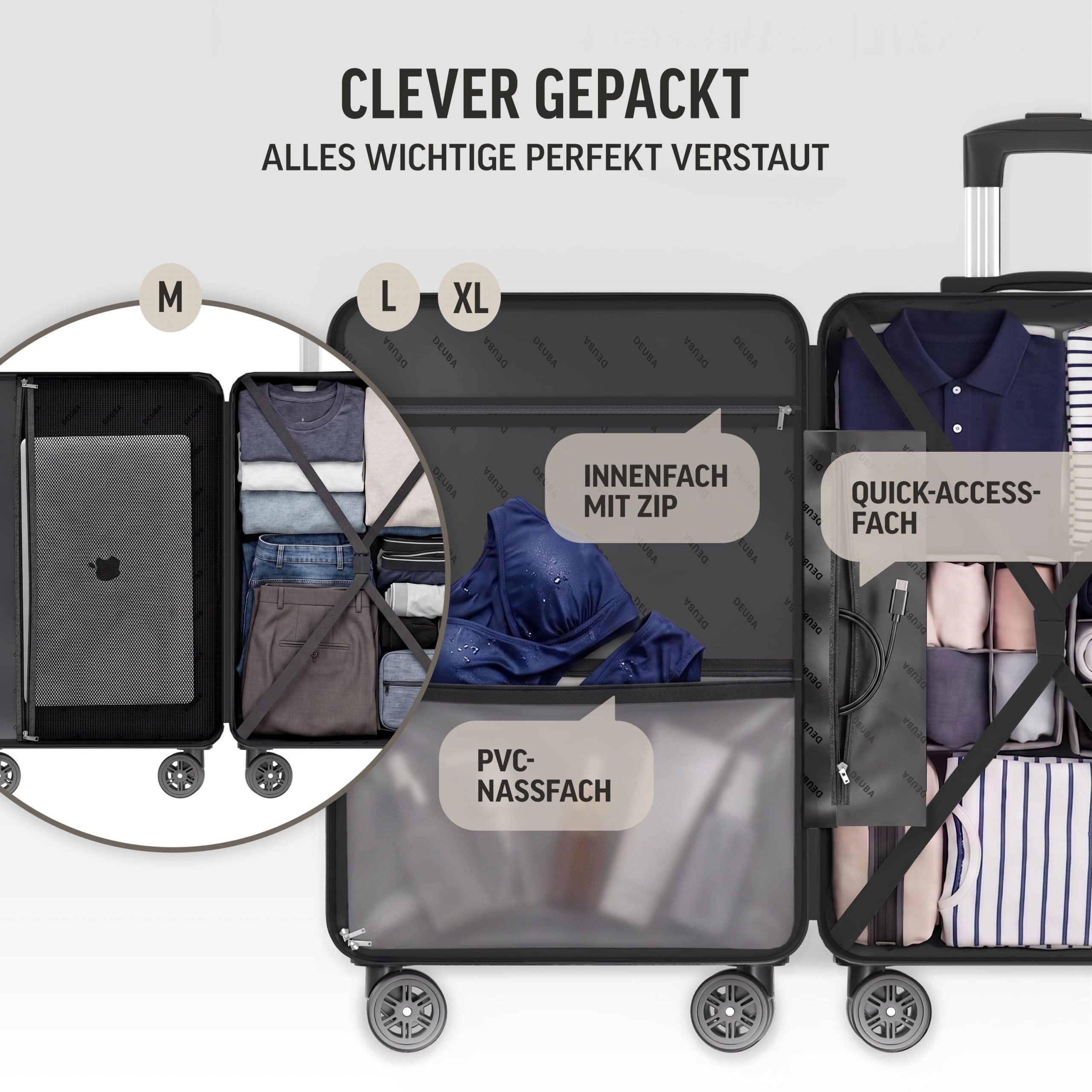 Hartschalenkoffer New York Set 3-tlg Pastellrosa Rollen 360º ABS