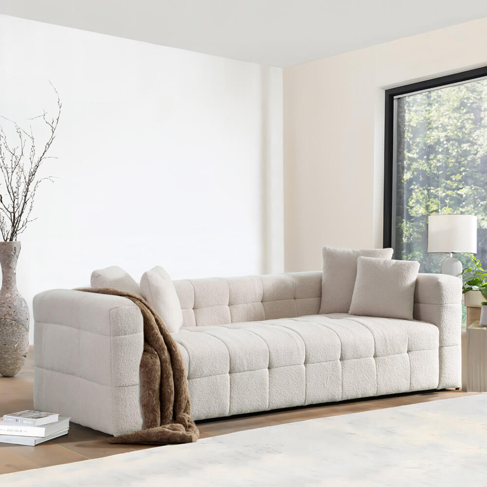 Teddy Sofa Bouclé COMO - 236 x 68 cm Beige