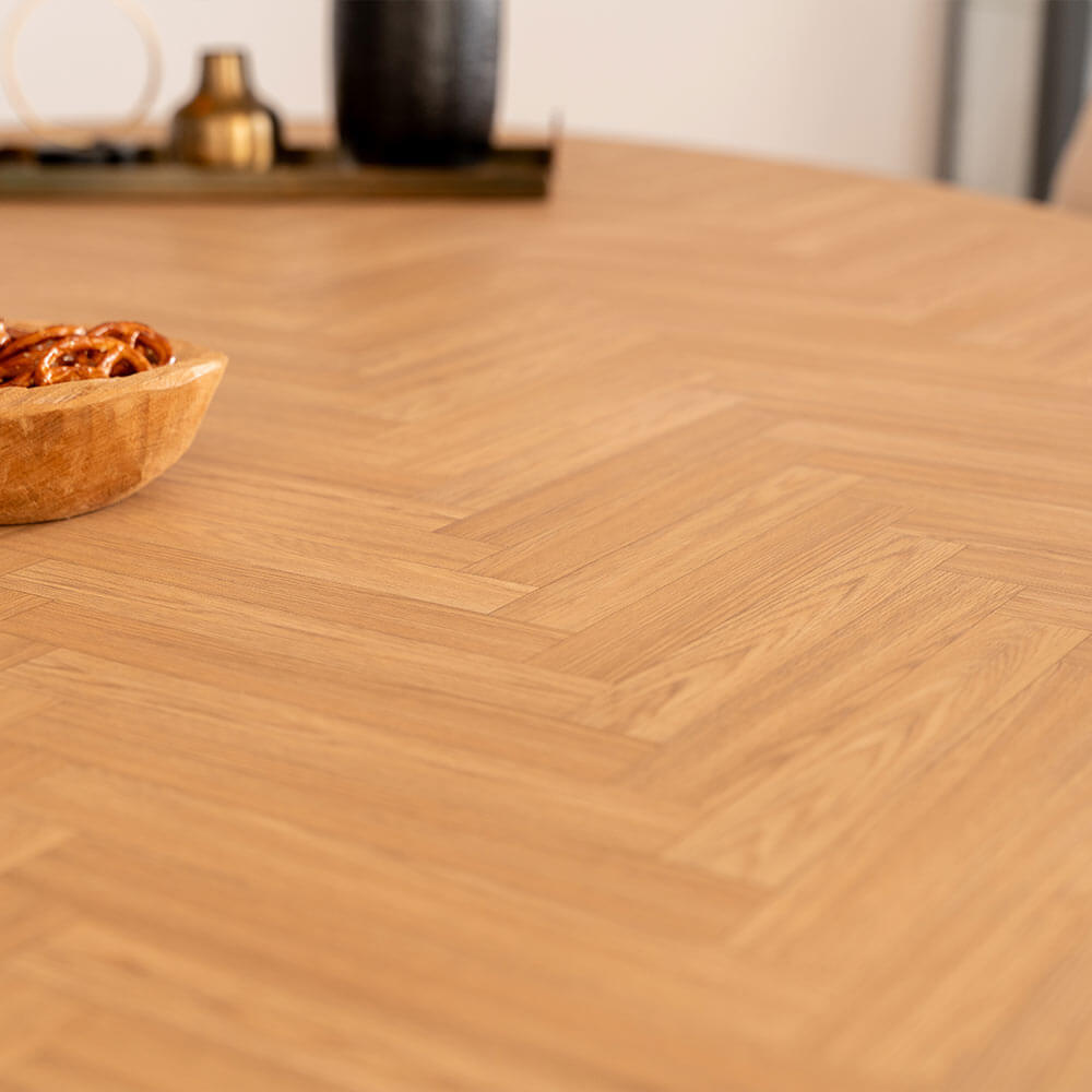 Esstisch Oval AVENTIS inkl. Sternfuß - 200 x 120 cm Fishbone Oak