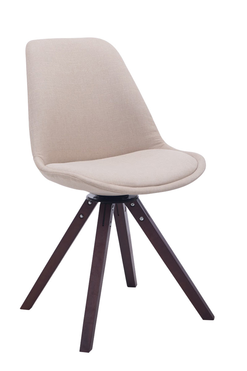 Besucherstuhl Troyes Drehbar Walnuss Stoff Square, creme