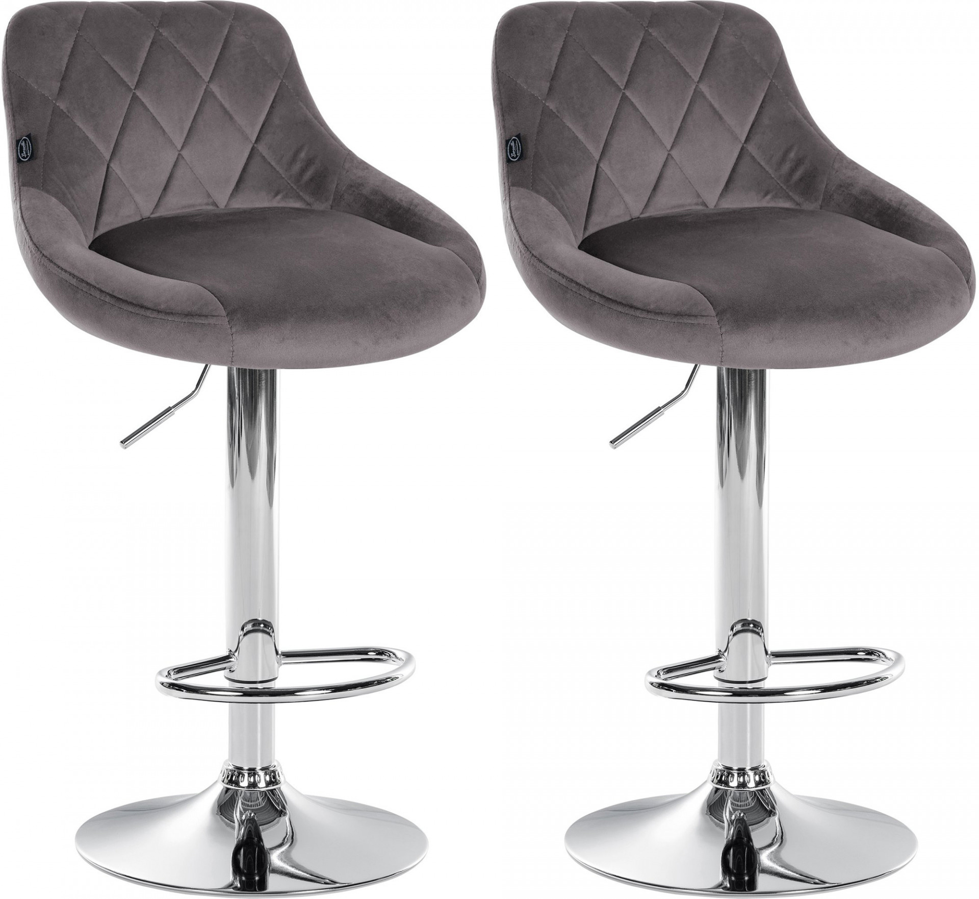 2er Set Barhocker Lazio Samt chrom, grau