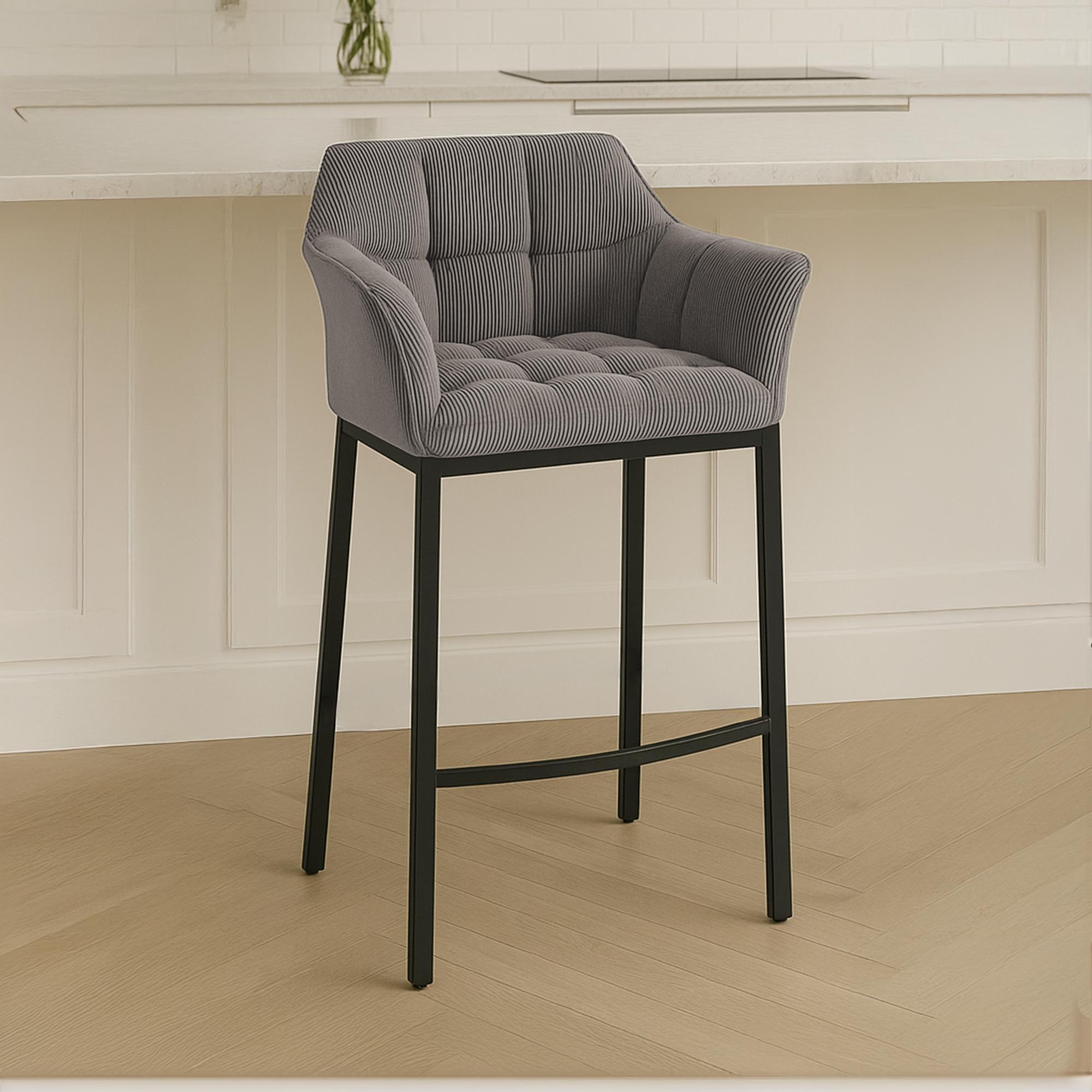 Barhocker Damaso B Cord mit 4-Fuß Gestell, taupe