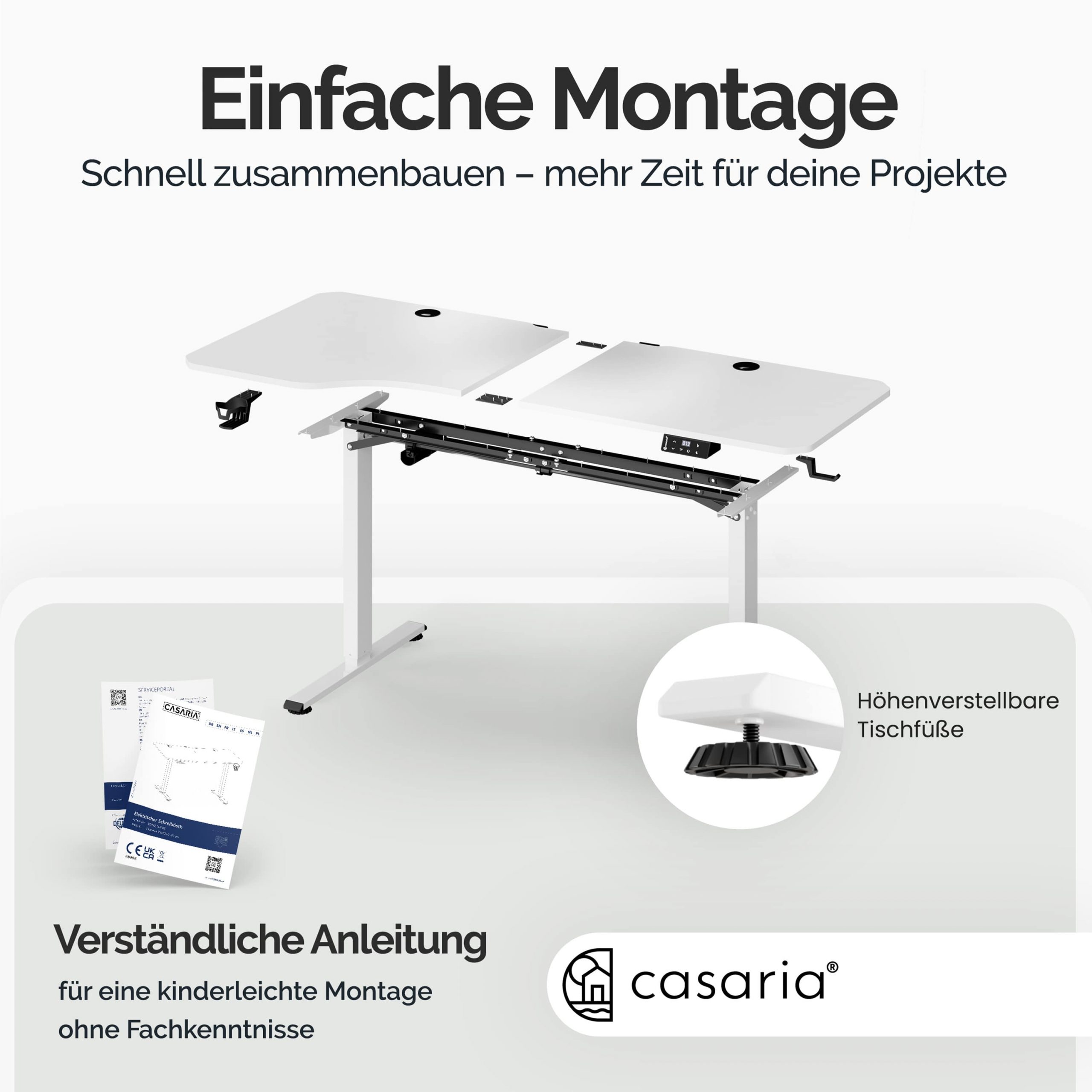 Höhenverstellbarer Schreibtisch Weiß 160x75x73-118cm