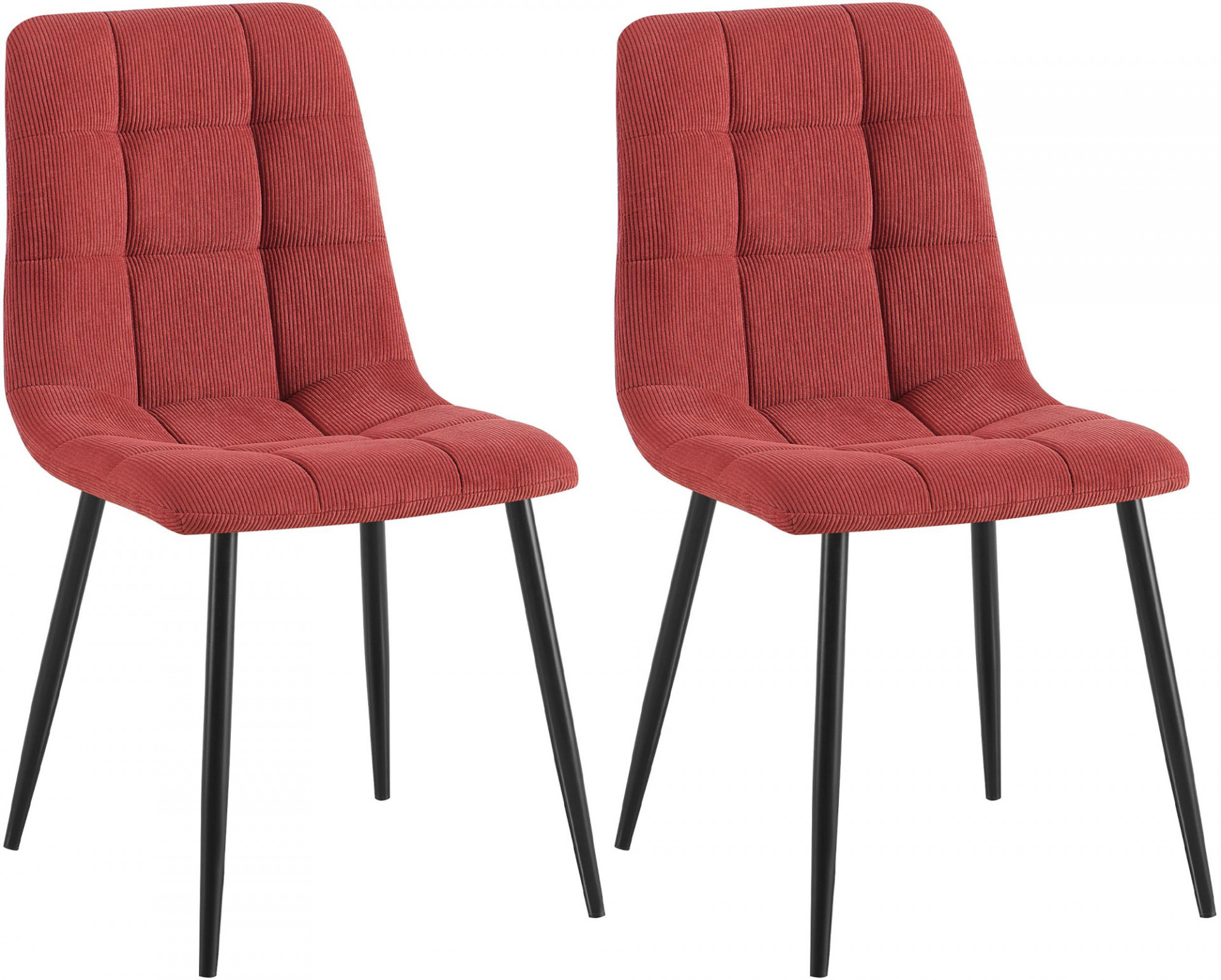 2er Set Esszimmerstuhl Tilde Cord, bordeauxrot