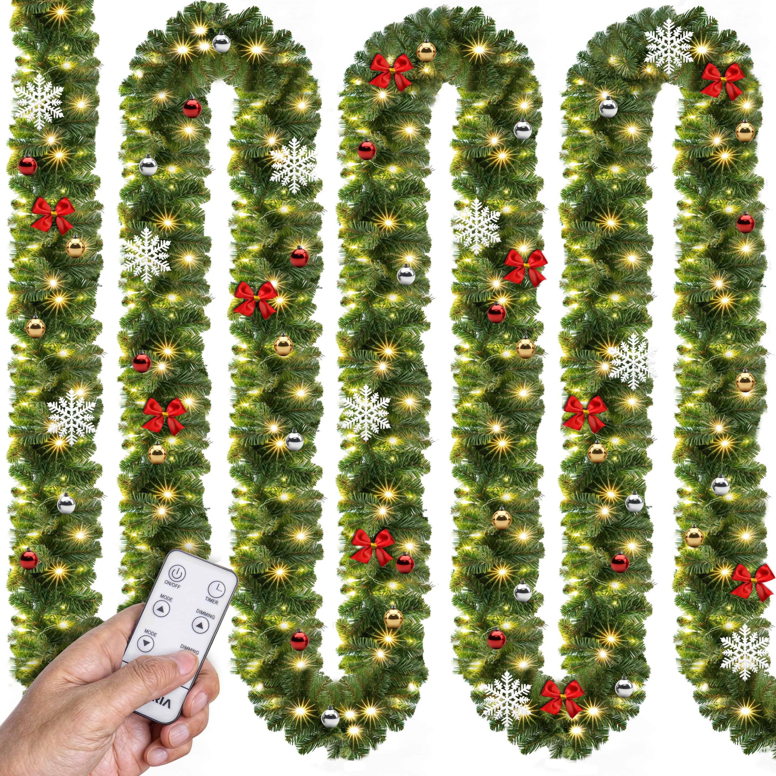 Weihnachtsgirlande 5m geschmückt inkl Fernbedienung