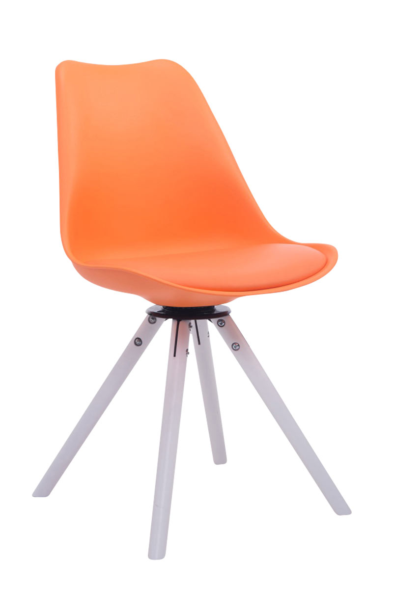 Besucherstuhl Troyes Drehbar Weiß Rund, orange