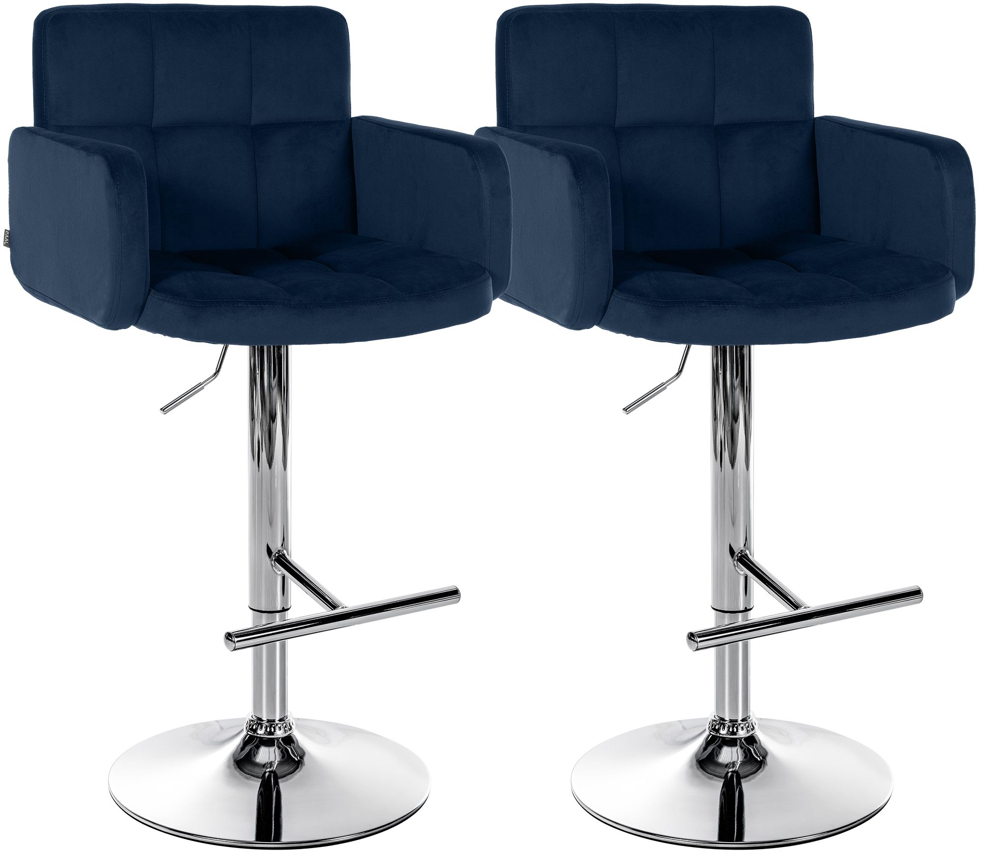 2er Set Barhocker Los Angeles Samt chrom, blau