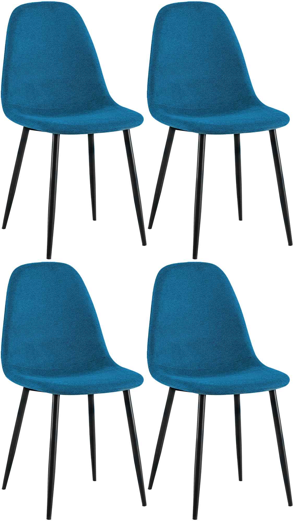 4er Set Esszimmerstühle Napier Stoff, blau