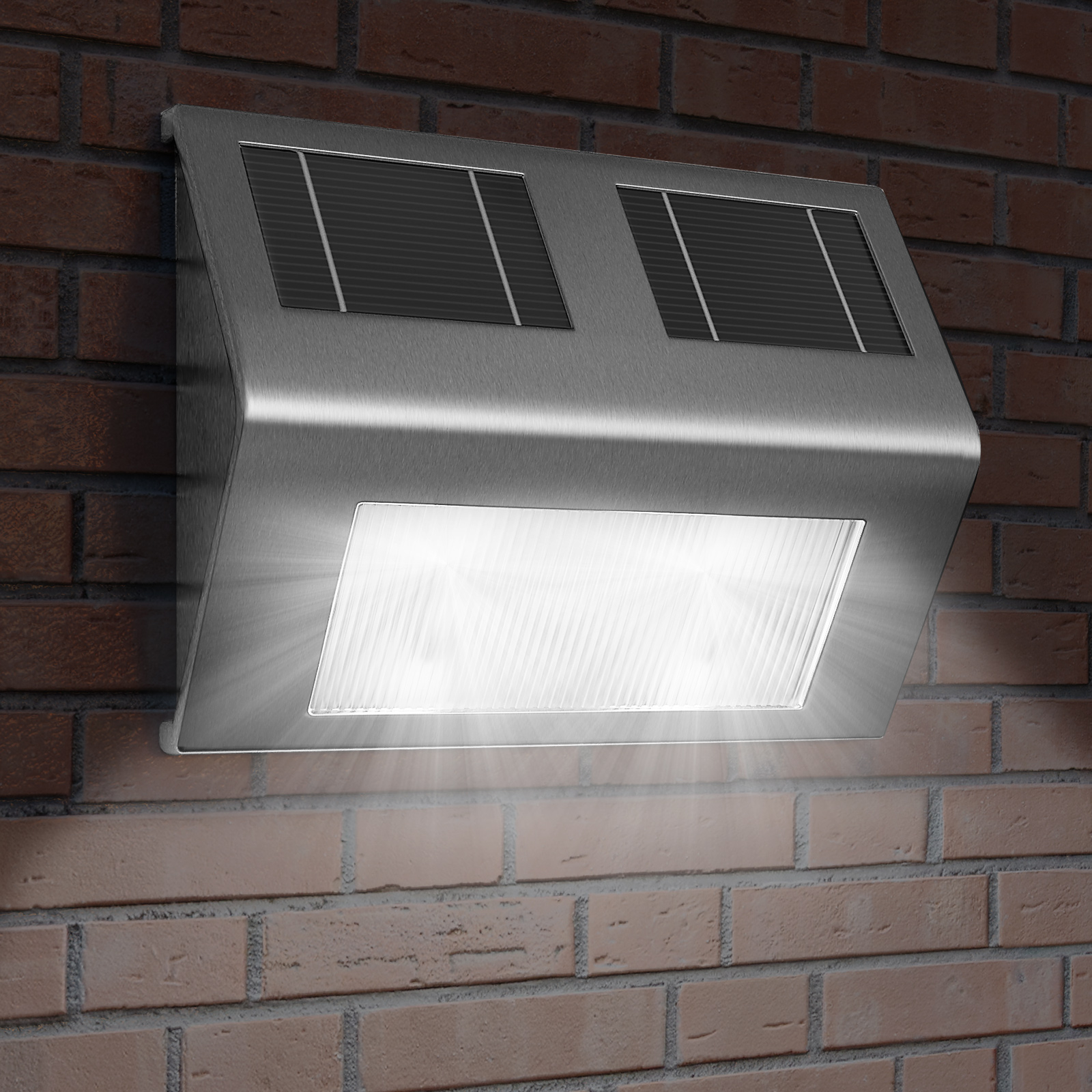 LED Solar Wandleuchte Edelstahl IP65