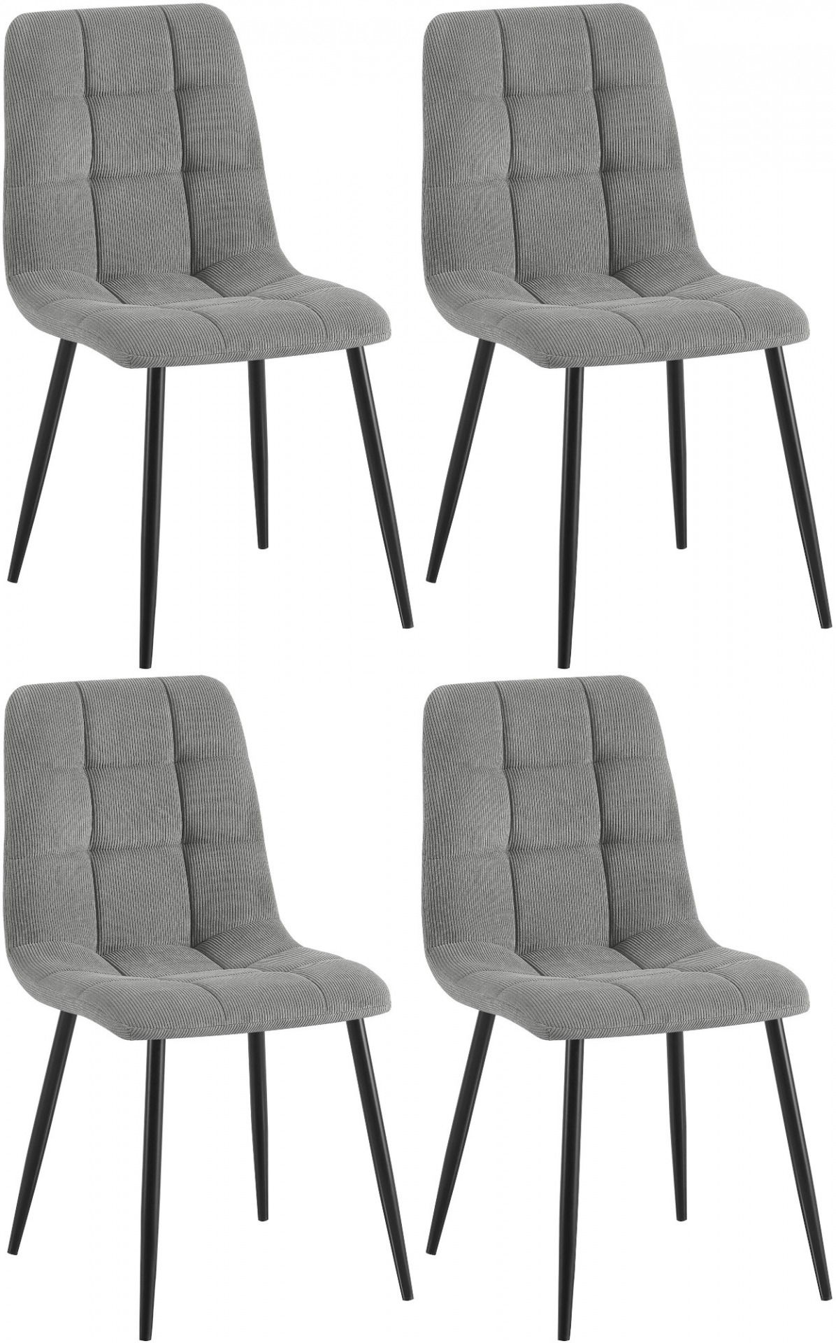 4er Set Esszimmerstuhl Tilde Cord, grau