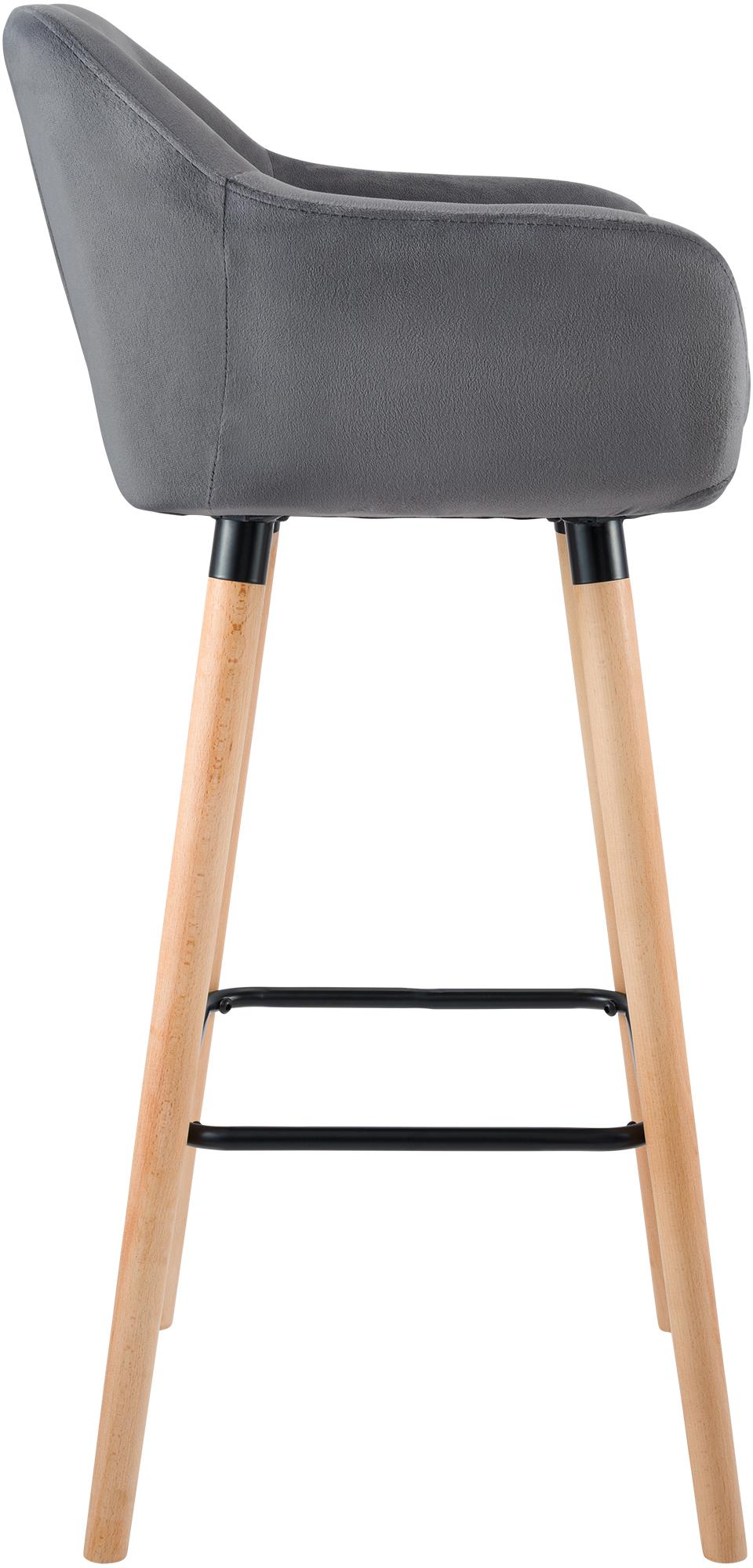 2er Set Barhocker Grant Samt, grau