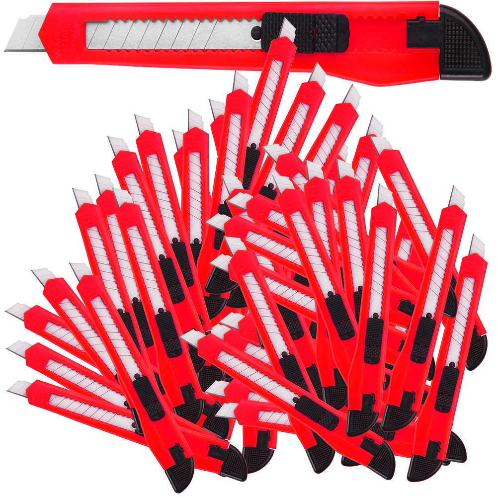 Cuttermesser 50er-Set Rot mit Abbrechklingen