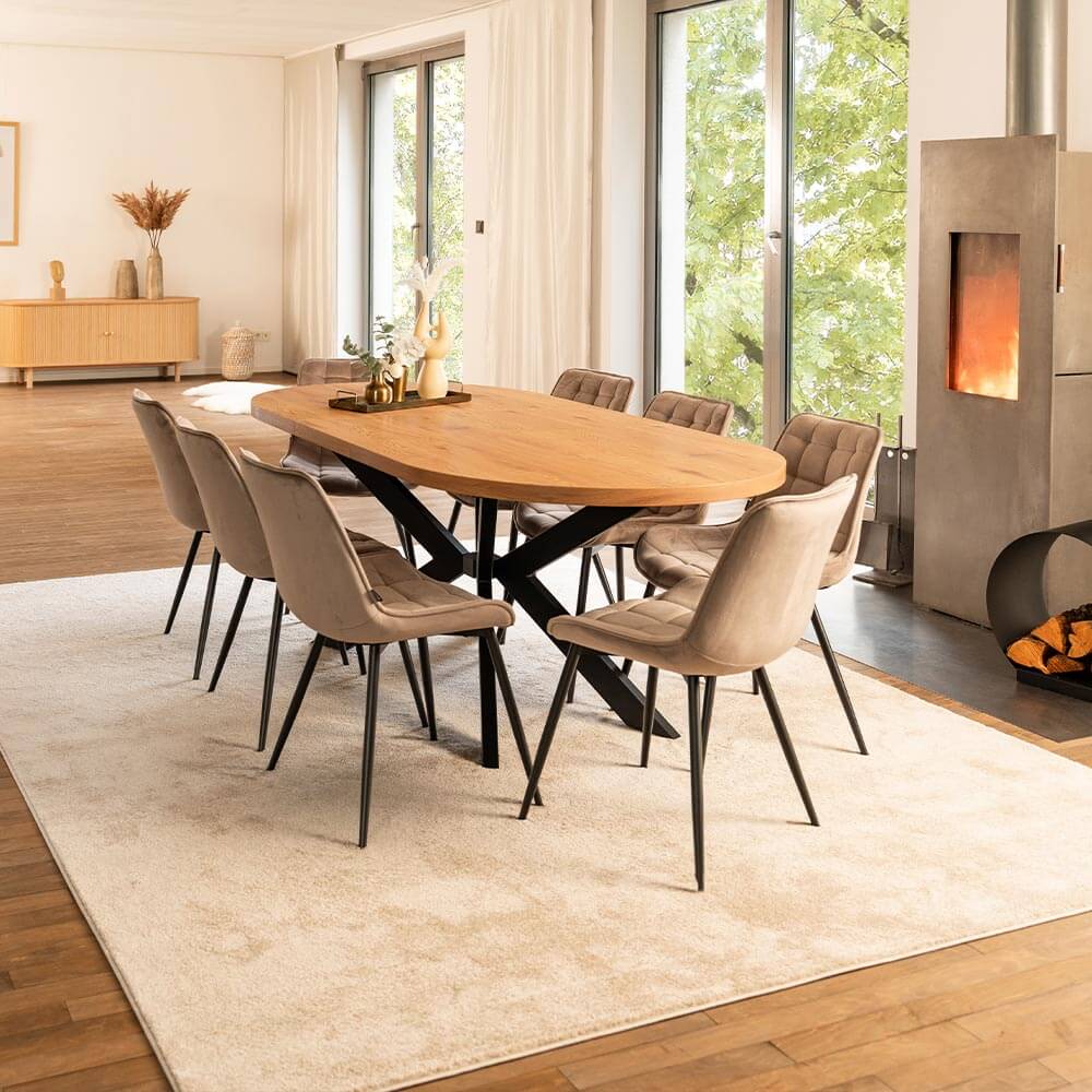Esstisch Oval Ausziehbar AVENTI inkl. Sternfuß - 160-200 x 100 cm Light Oak