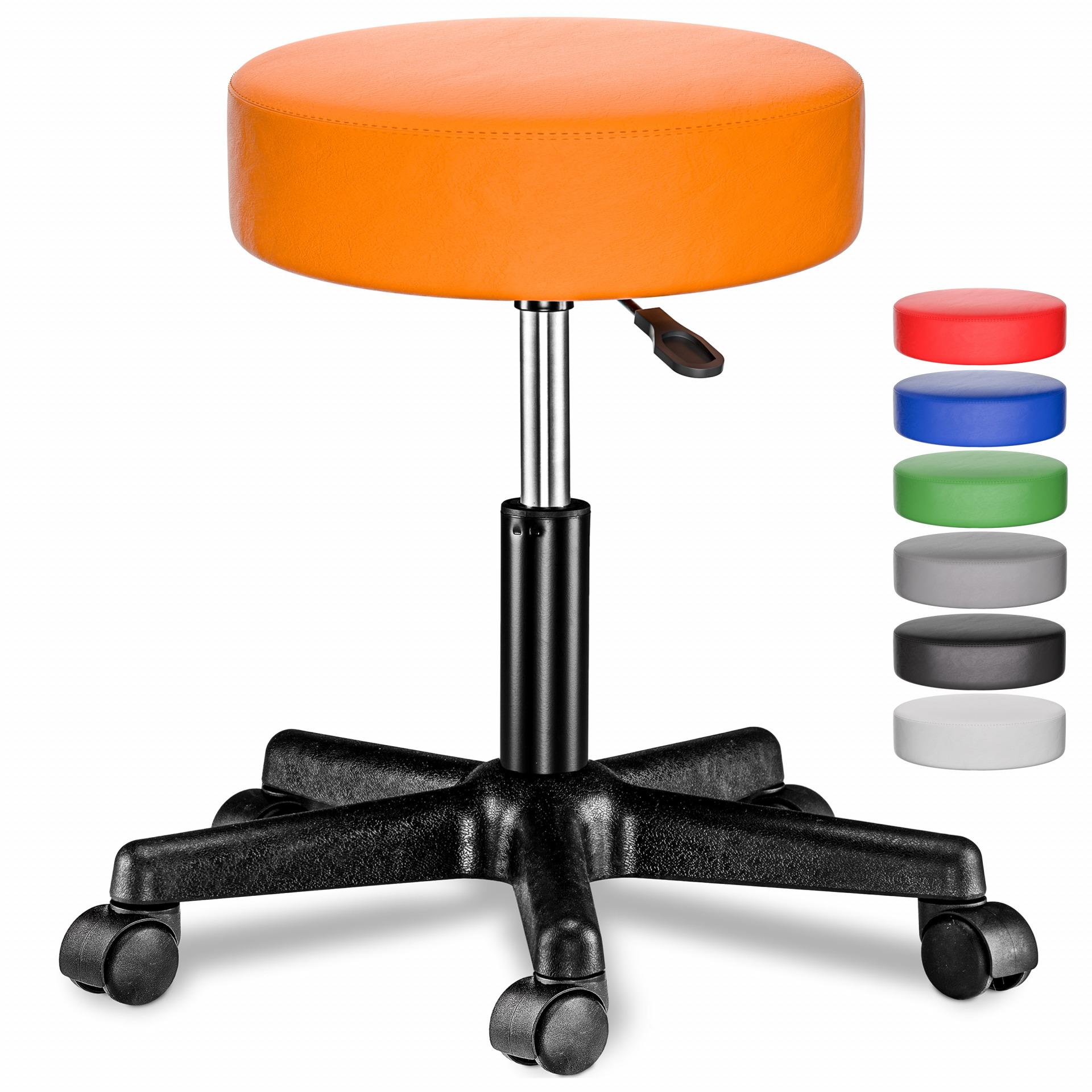 Rollhocker Kunstleder Orange 360° drehbar