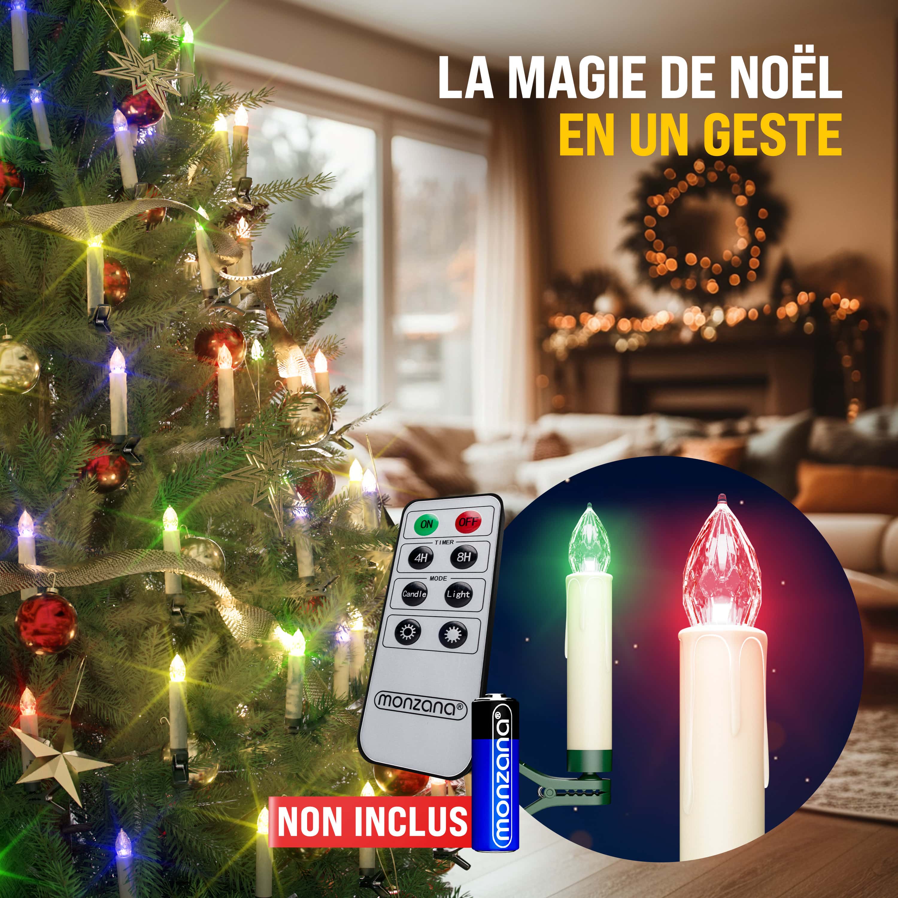 LED Weihnachtsbaumkerzen 30er-Set Bunt Fernbedienung