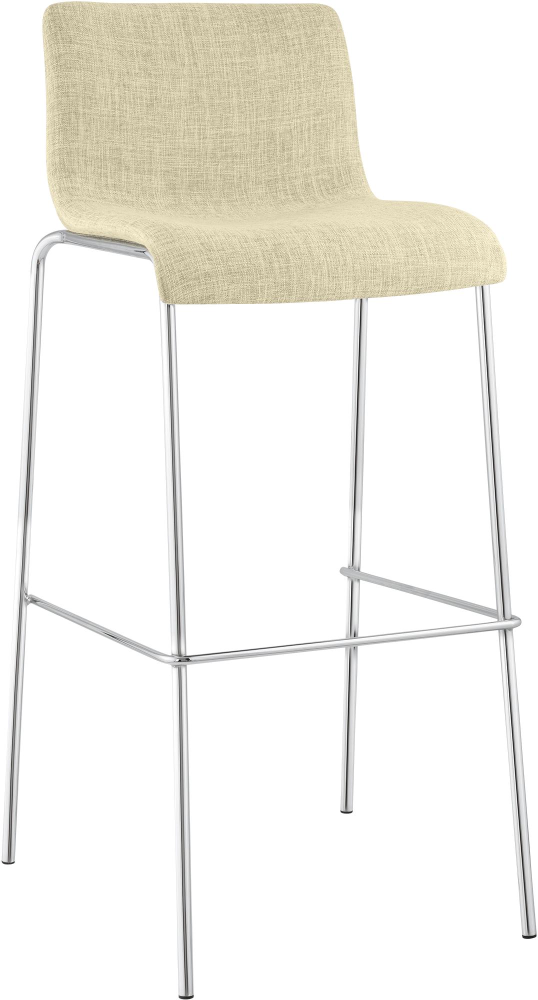Barhocker Hoover Stoff 4-Fuß Gestell Chrom, creme