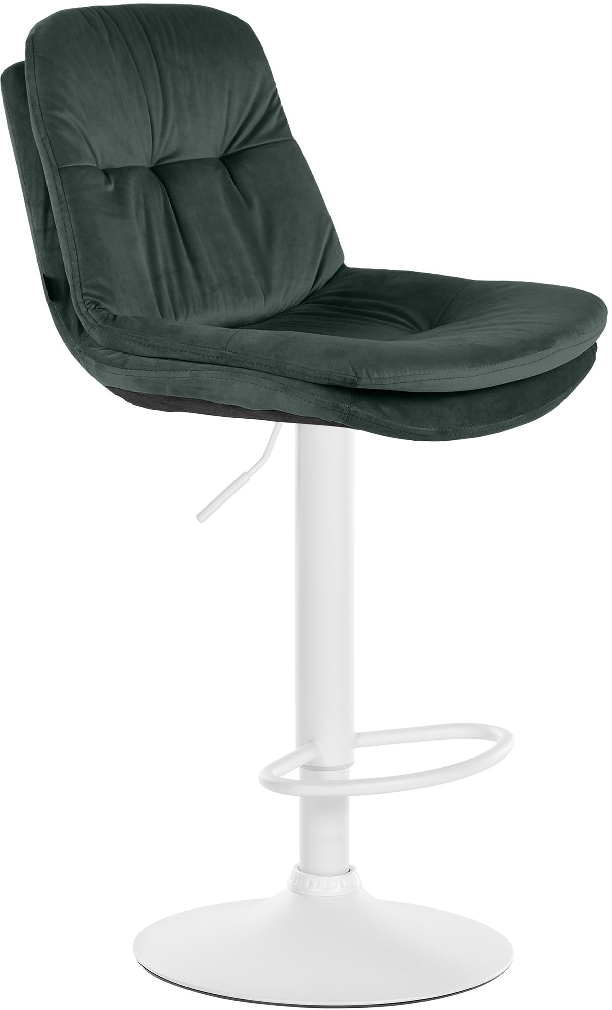 Barhocker Laurel Samt weiß, dunkelgrün