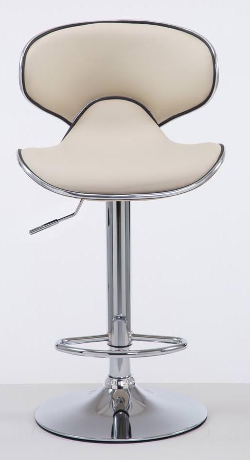 2er Set Barhocker Las Vegas V2 Kunstleder chrom, creme