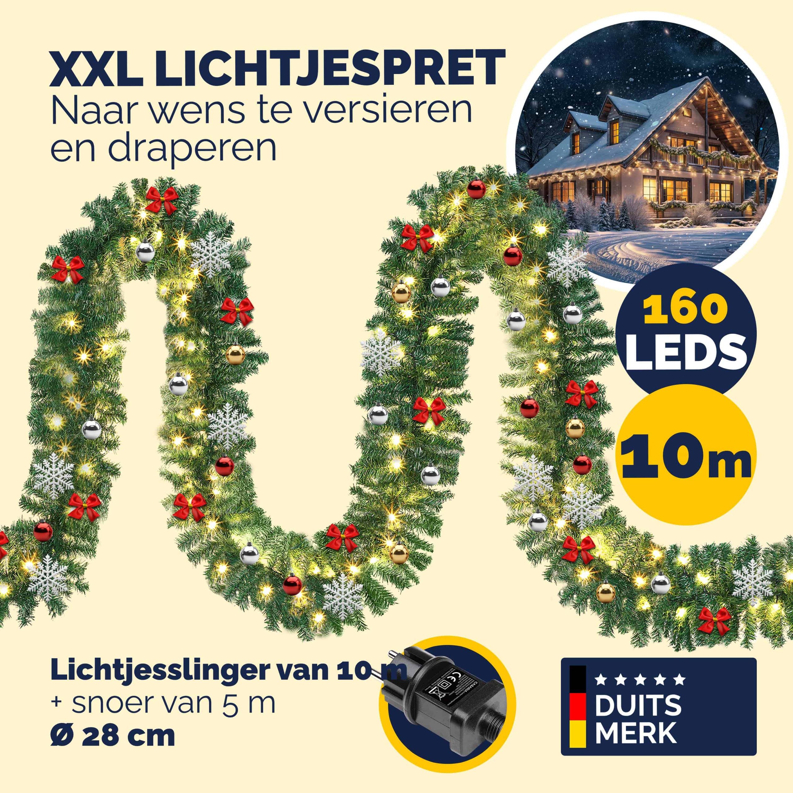 Weihnachtsgirlande 10m In-/Outdoor geschmückt