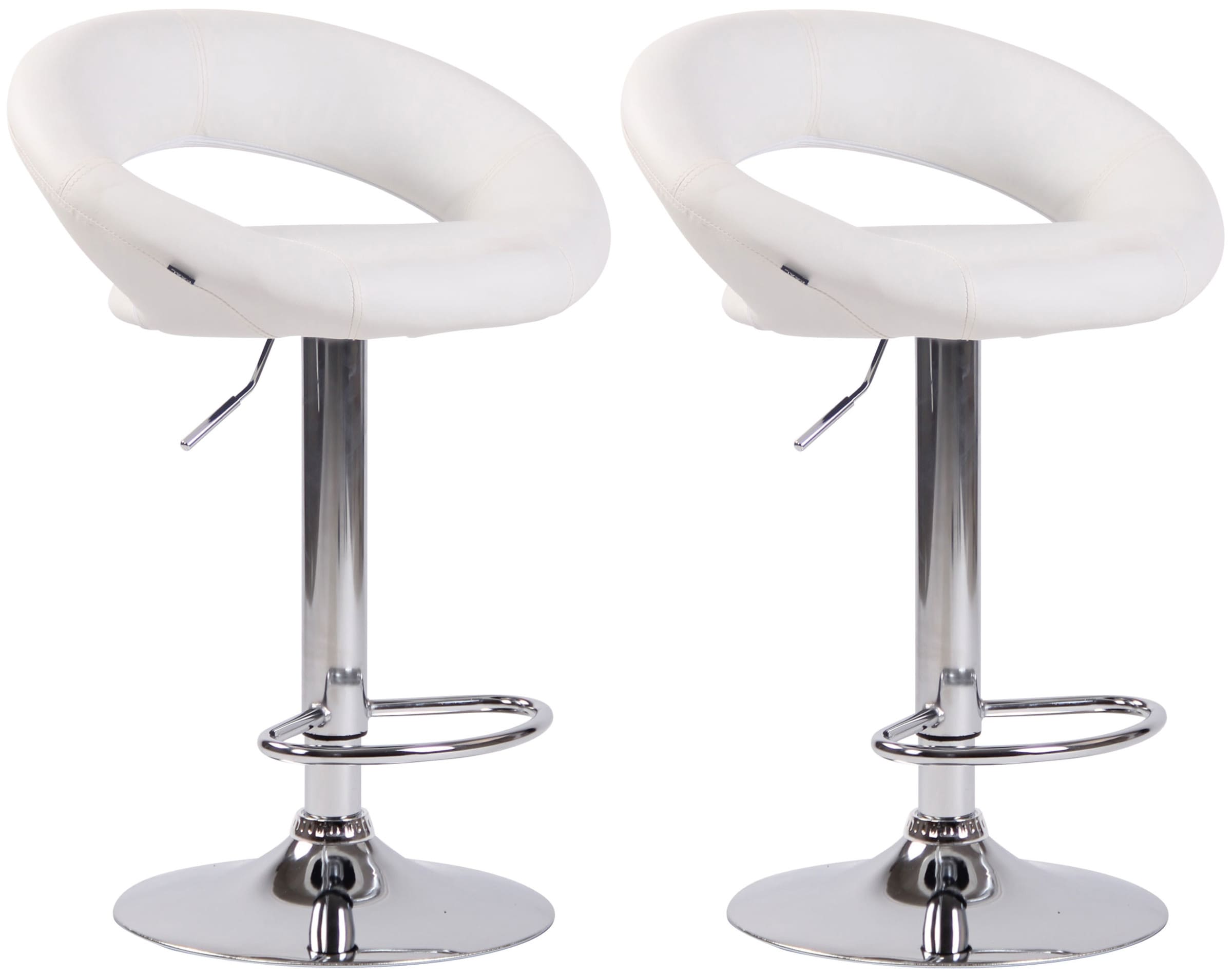 2er Set Barhocker Olinda Kunstleder chrom, weiß