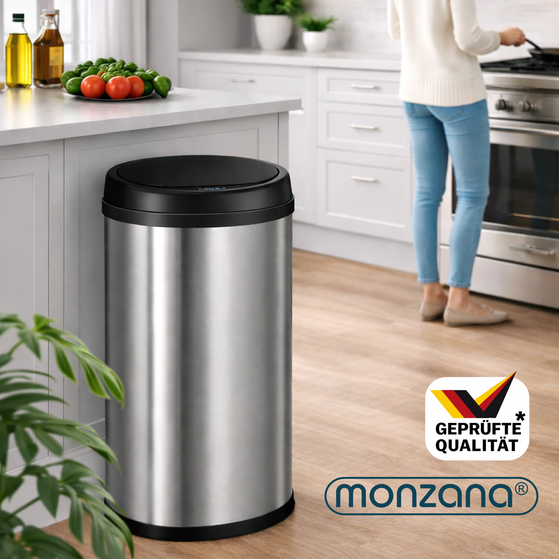 Sensor Mülleimer Silber Edelstahl 30L