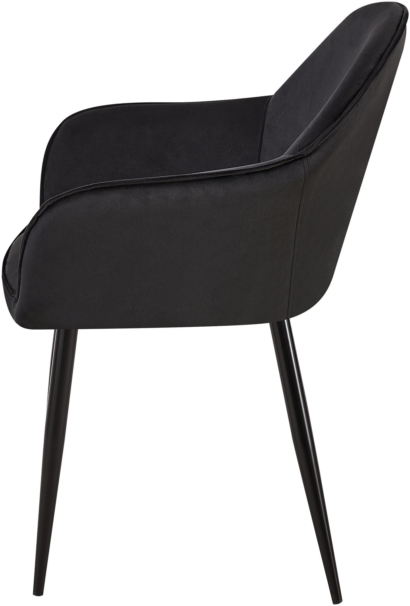 2er Set Esszimmerstuhl Boise Samt, schwarz