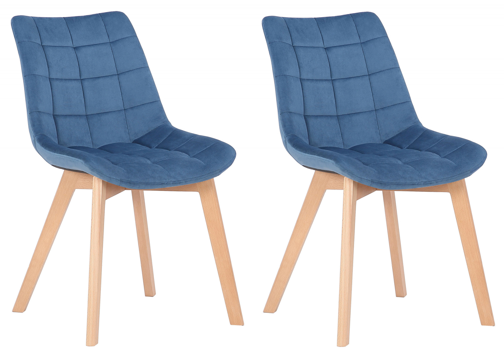 2er Set Esszimmerstühle Passaic Samt, blau